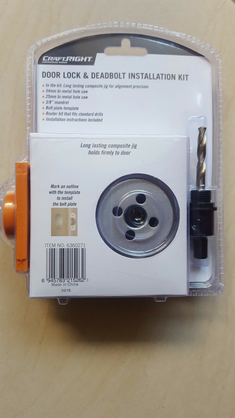 New Craftright Door lock deadbolt Installation Kit Template Tool Drill