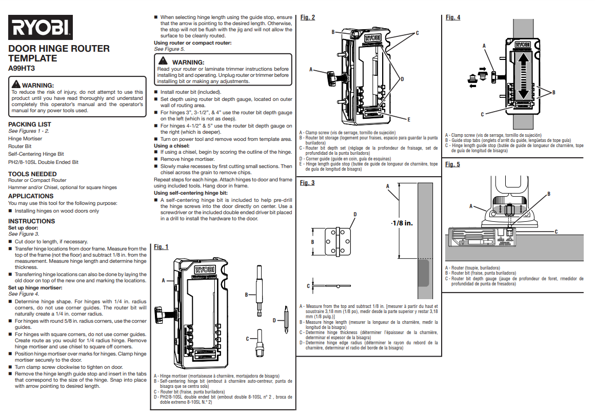 Ryobi Door Hinge Installation Kit Rissamelt
