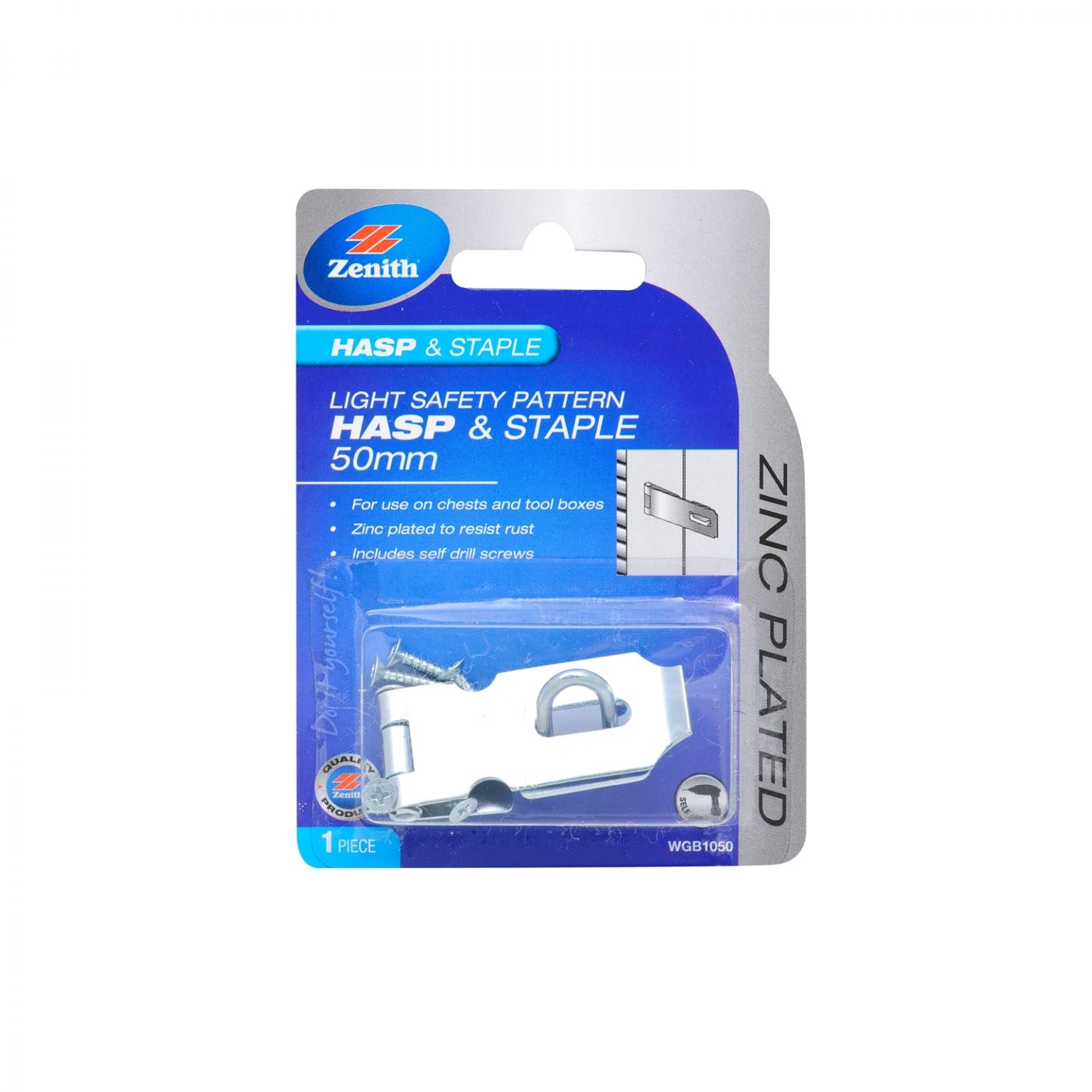 Zenith 50mm Zinc Plated Light Safety Pattern Hasp And Staple Rissamelt
