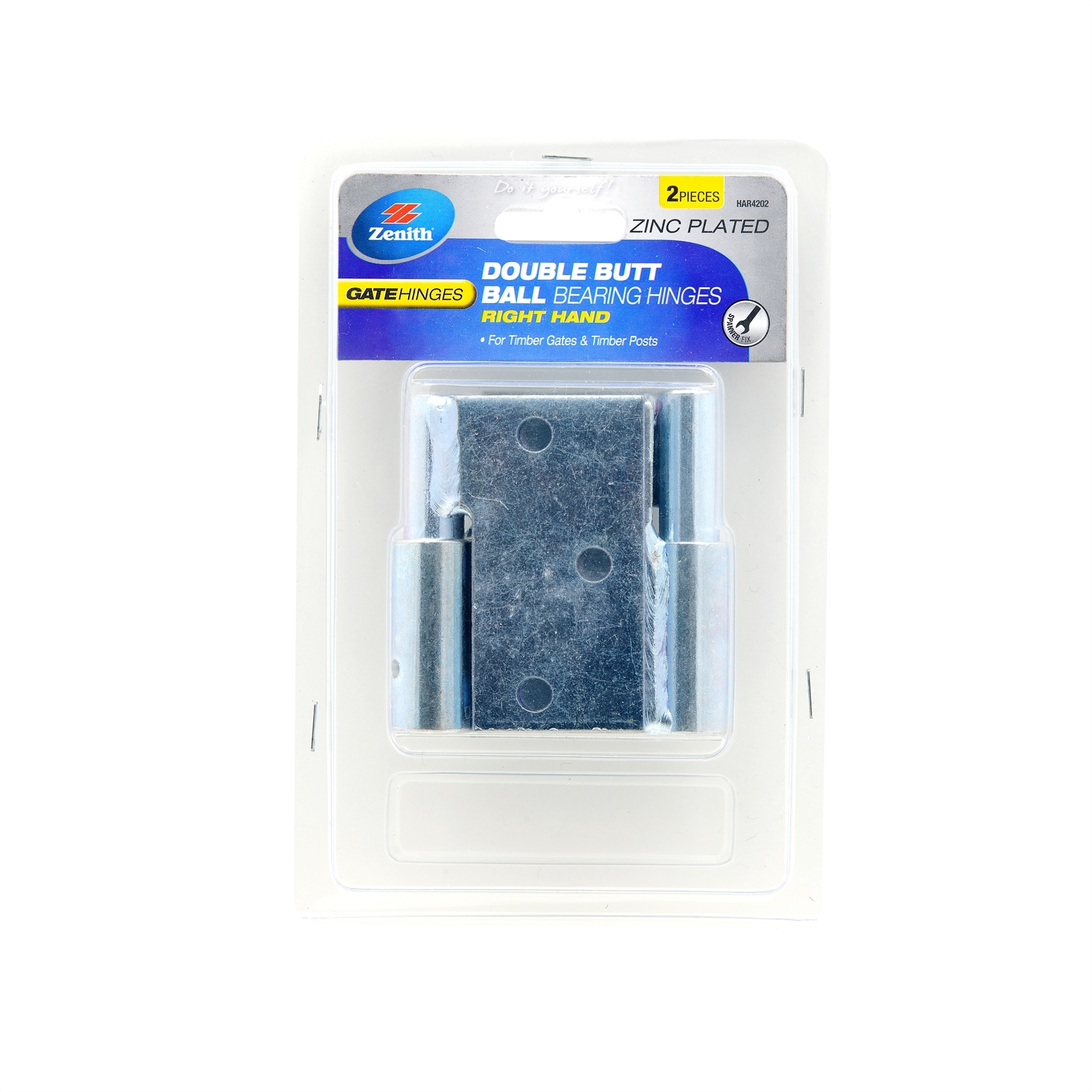 Zenith Zinc Plated Right Hand Double Butt Ball Bearing Hinges 2 Pack Rissamelt