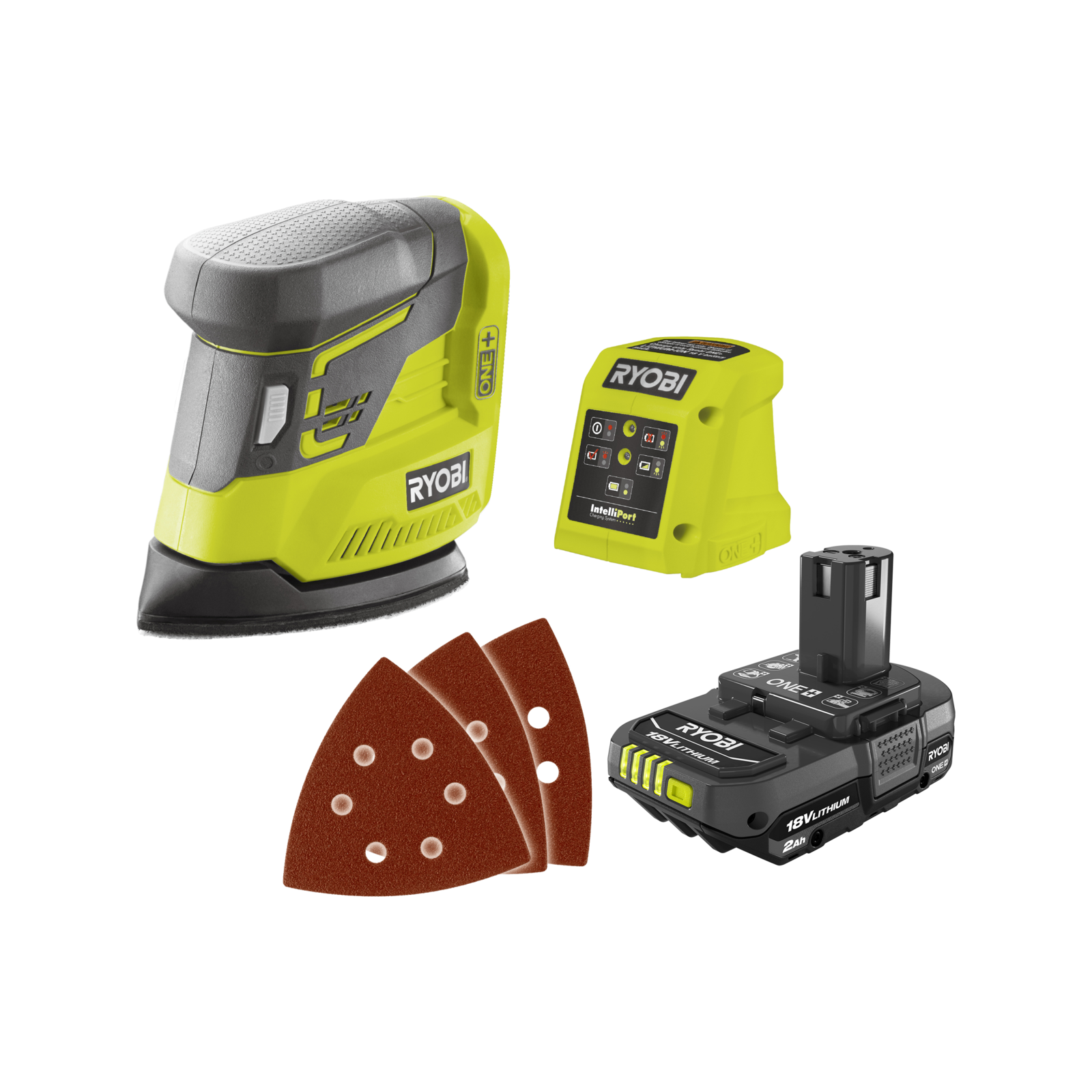 Ryobi 18V ONE Palm Sander Kit Rissamelt