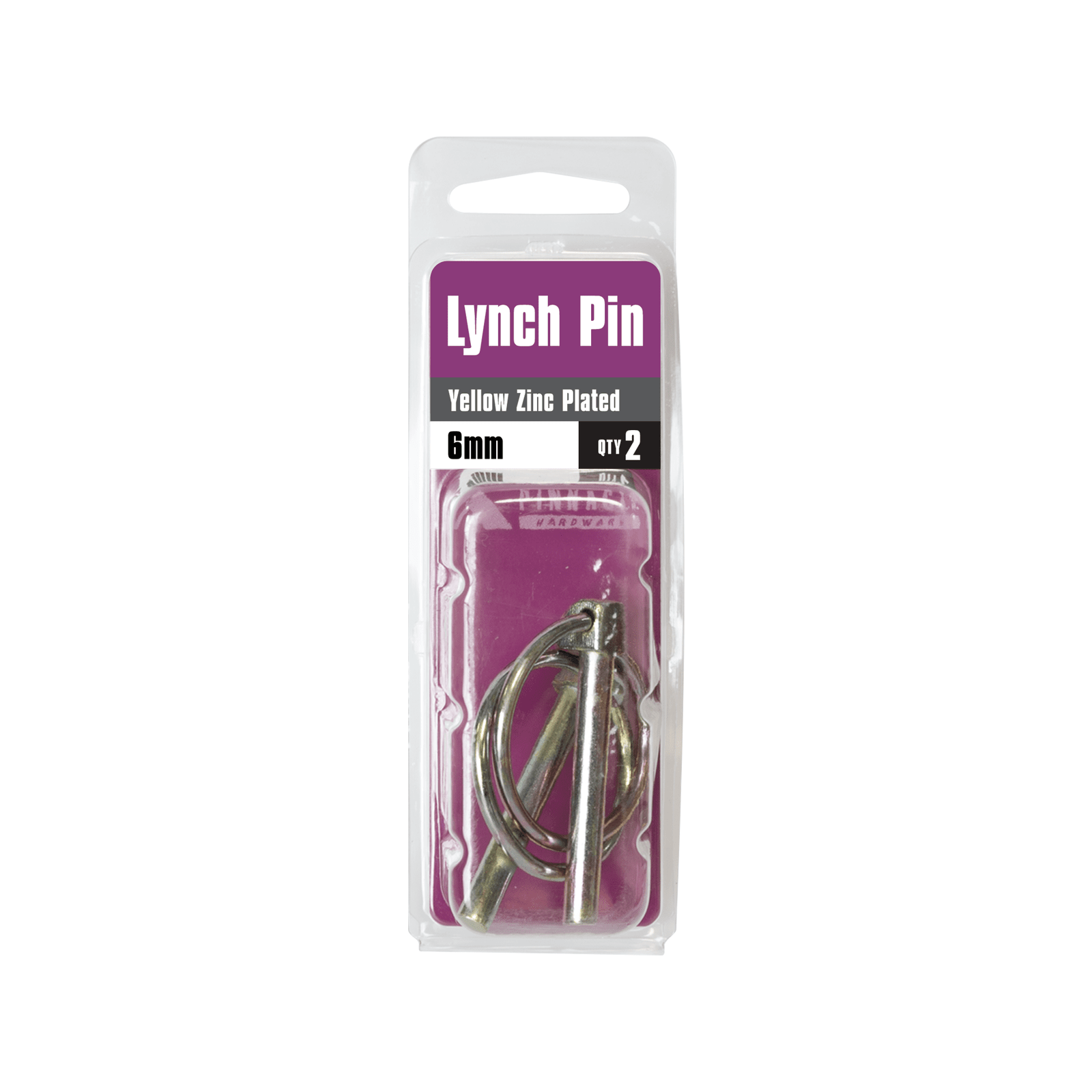 Pinnacle 6mm Yellow Zinc Plated Lynch Pin - 2 Pack - Image 2