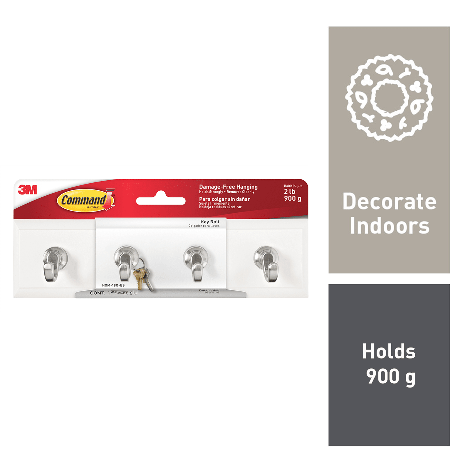 Command White Adhesive Key Rail Rack - 1 Pack - Image 2