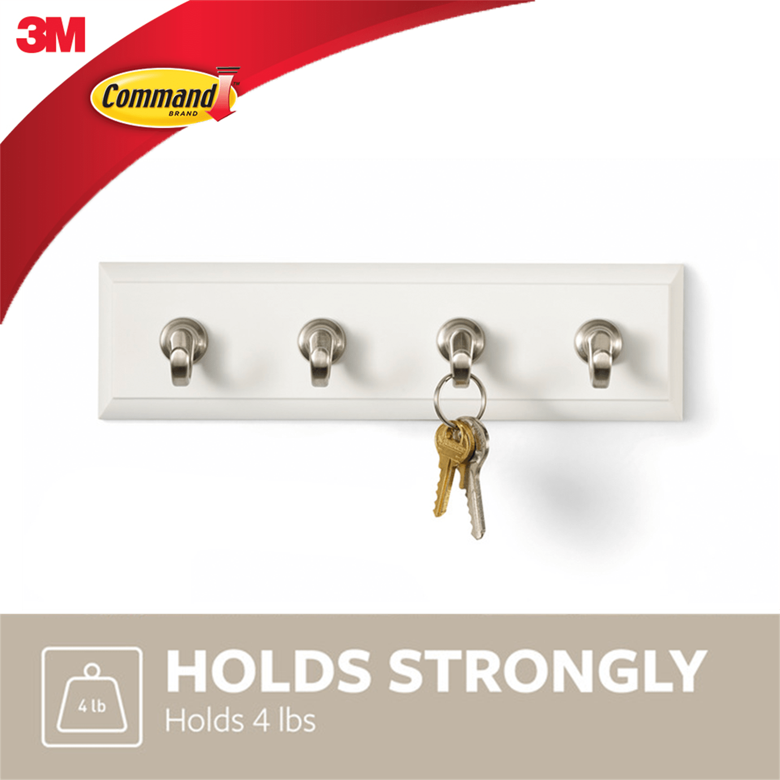 Command White Adhesive Key Rail Rack - 1 Pack - Image 3