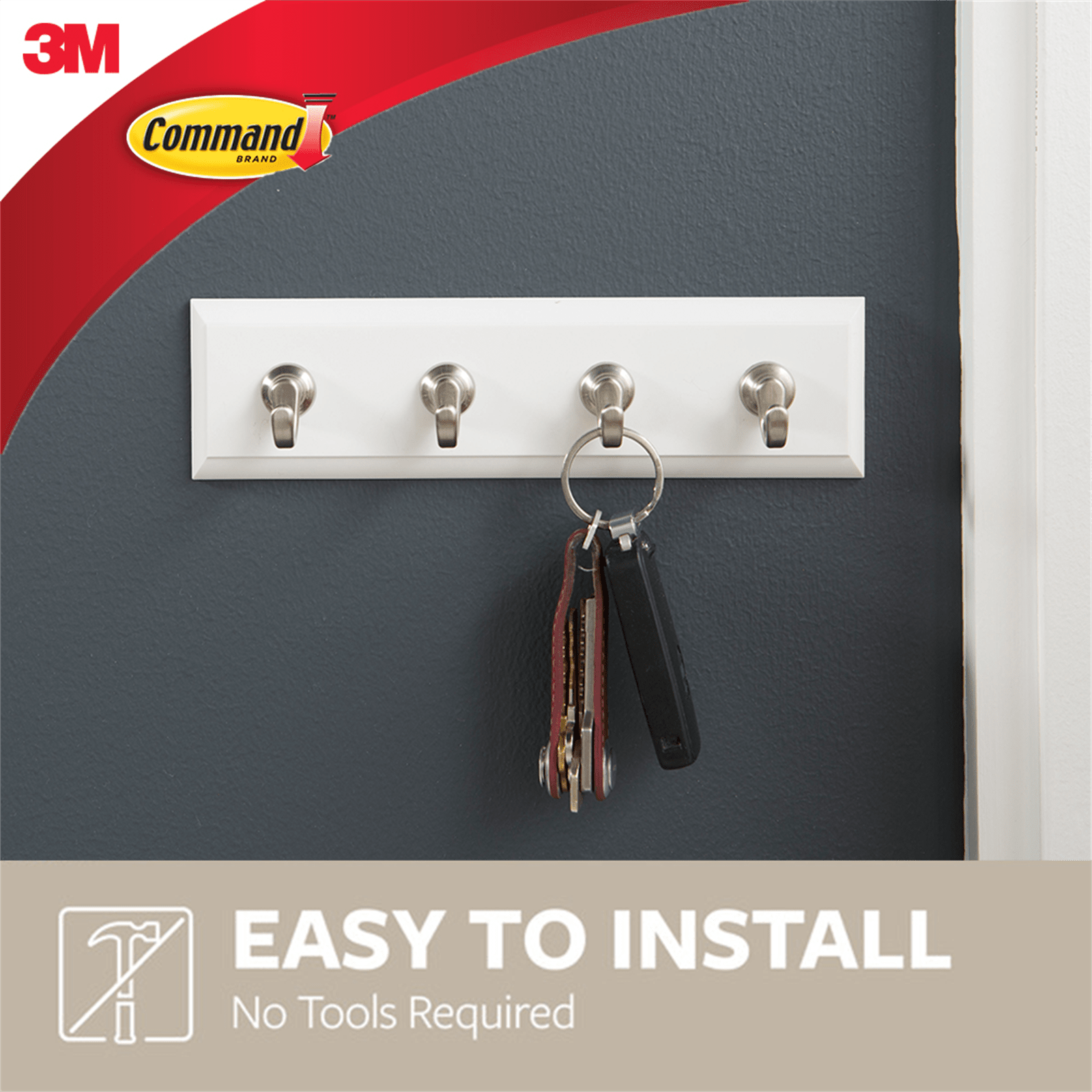 Command White Adhesive Key Rail Rack - 1 Pack - Image 4