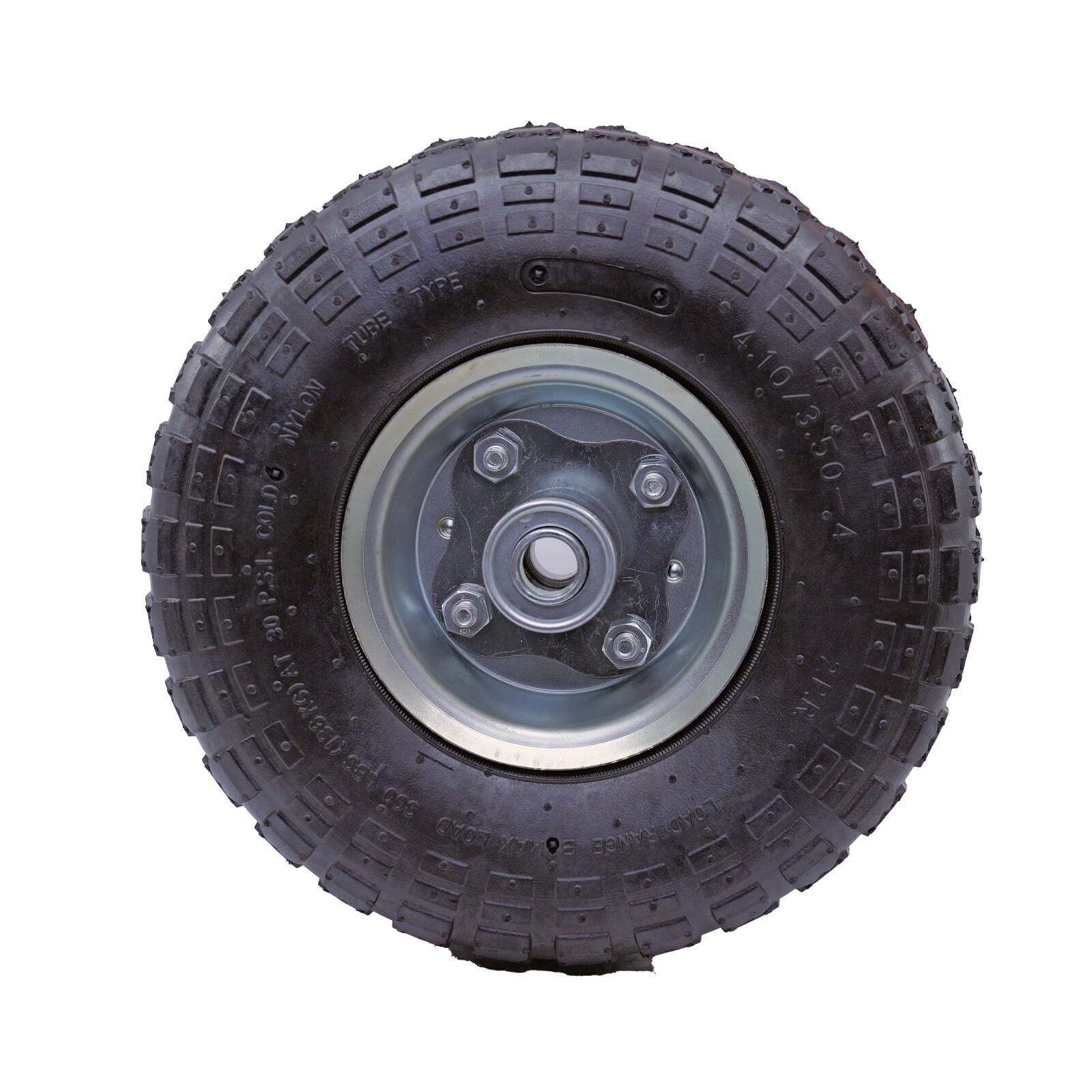 Move It 3.5 x 4" Pneumatic Steel Trolley Wheel with 5/8" Axle Diameter - Image 3
