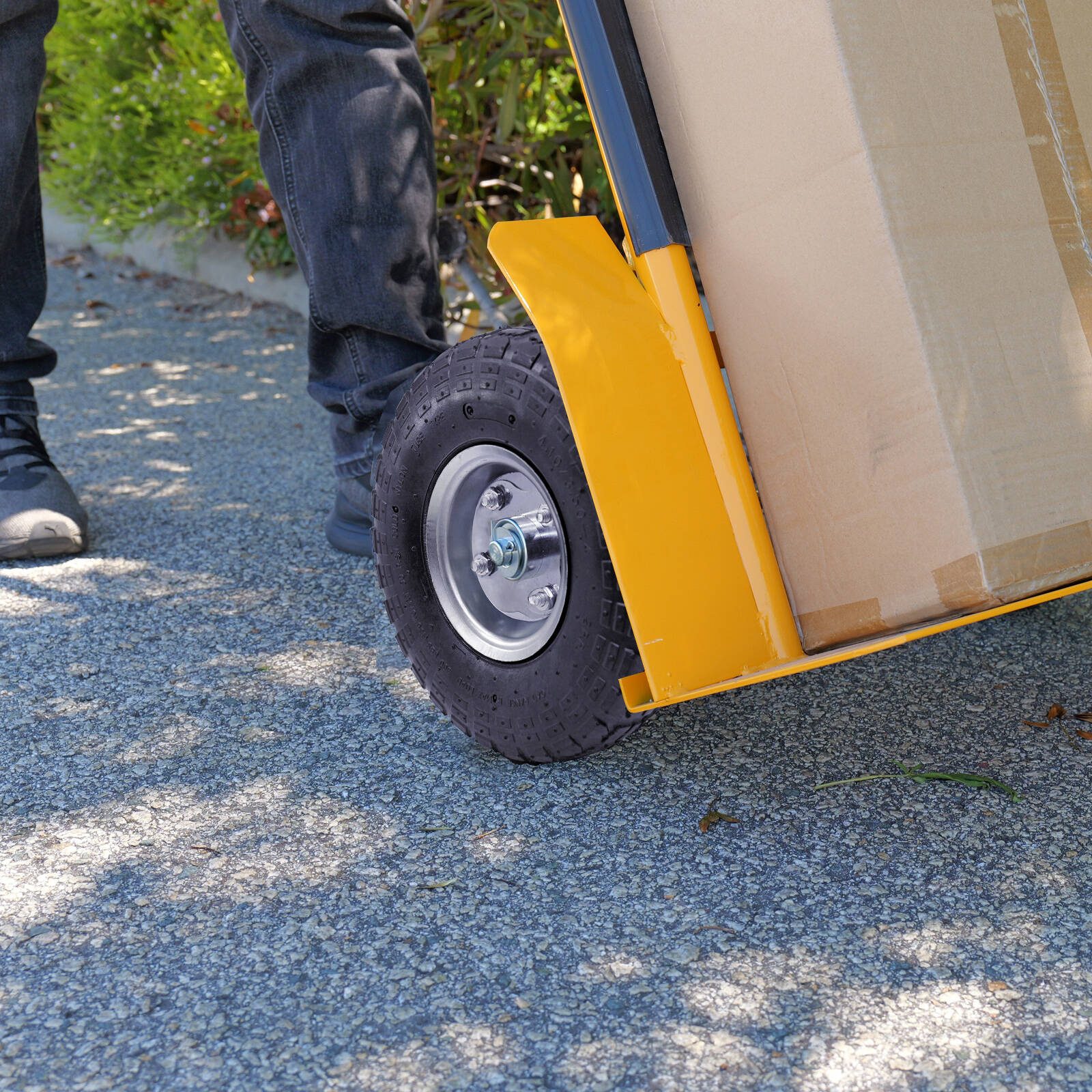 Move It 3.5 x 4" Pneumatic Steel Trolley Wheel with 5/8" Axle Diameter - Image 5