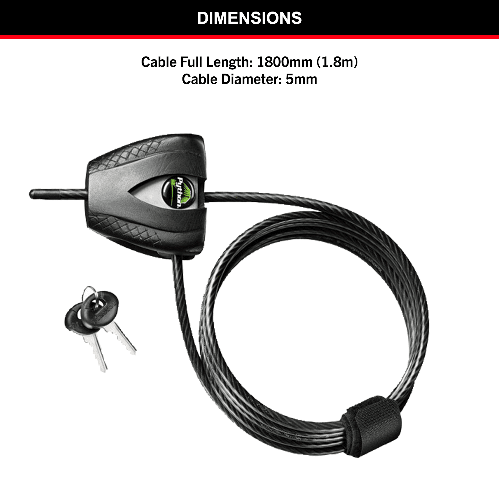 Master Lock 1.8m x 5mm Mini Python Adjustable Locking Cable - Image 4