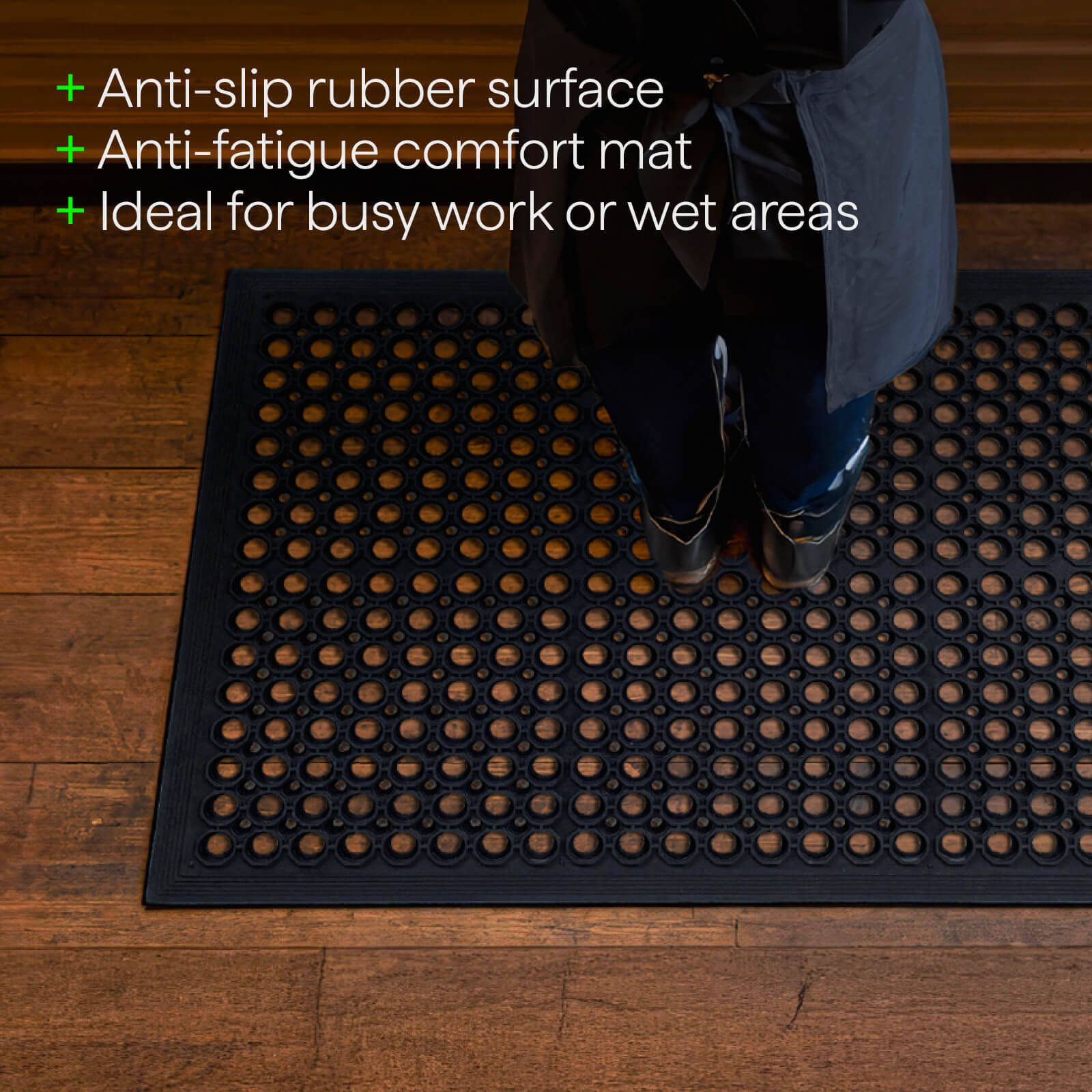 Kenova 600 x 900mm Black Anti Slip Honeycomb Mat - Image 2