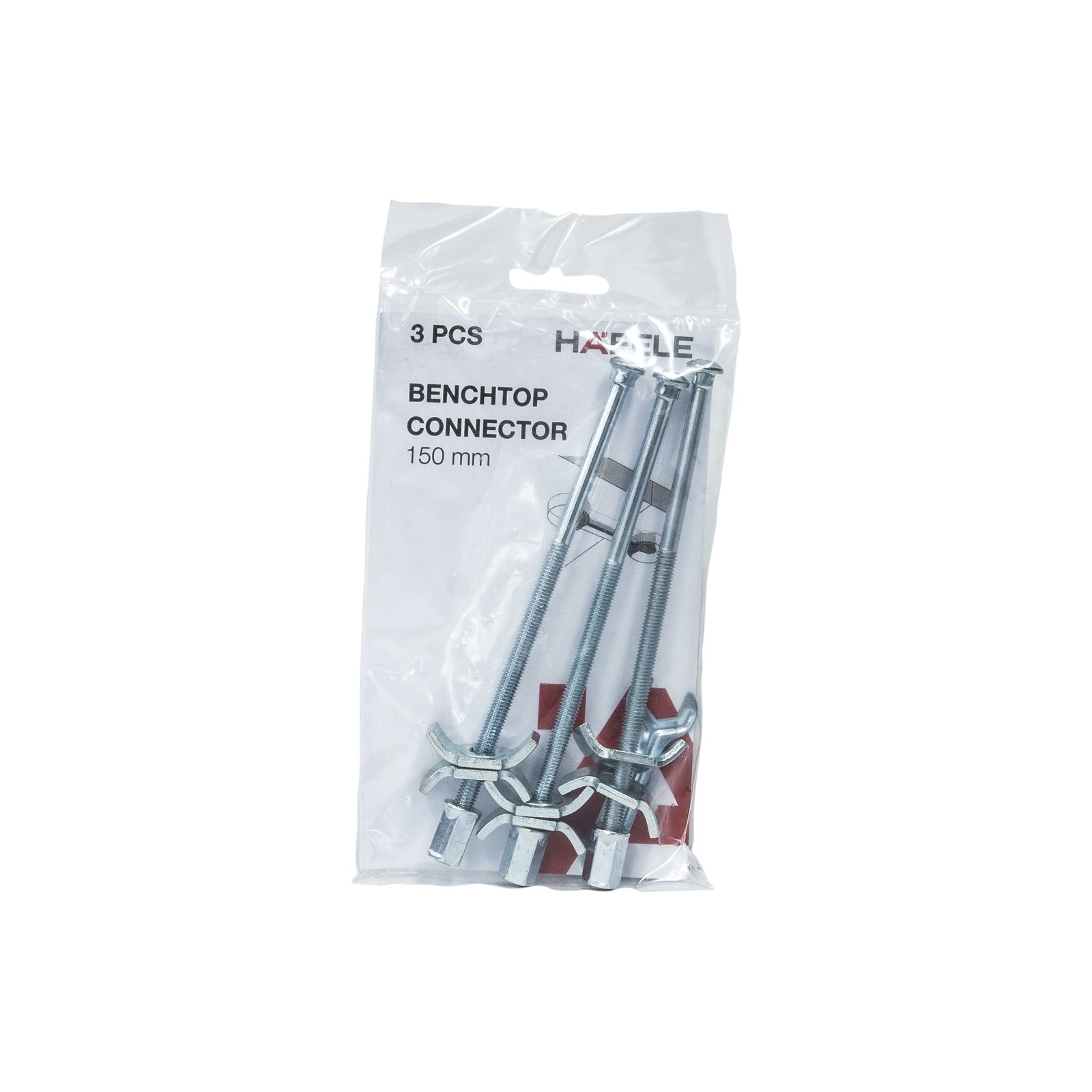 Hafele 150mm Galvanised Steel Worktop Connector - 3 Pack - Image 2