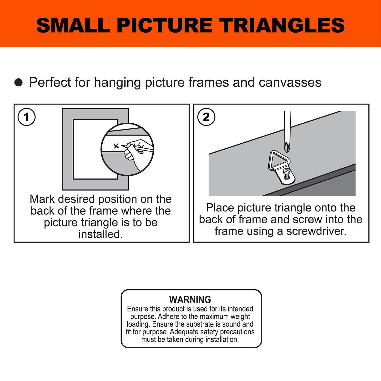 Everhang 6kg Brass Plated Picture Hanging Triangle D-Ring - 8 Pack - Image 3