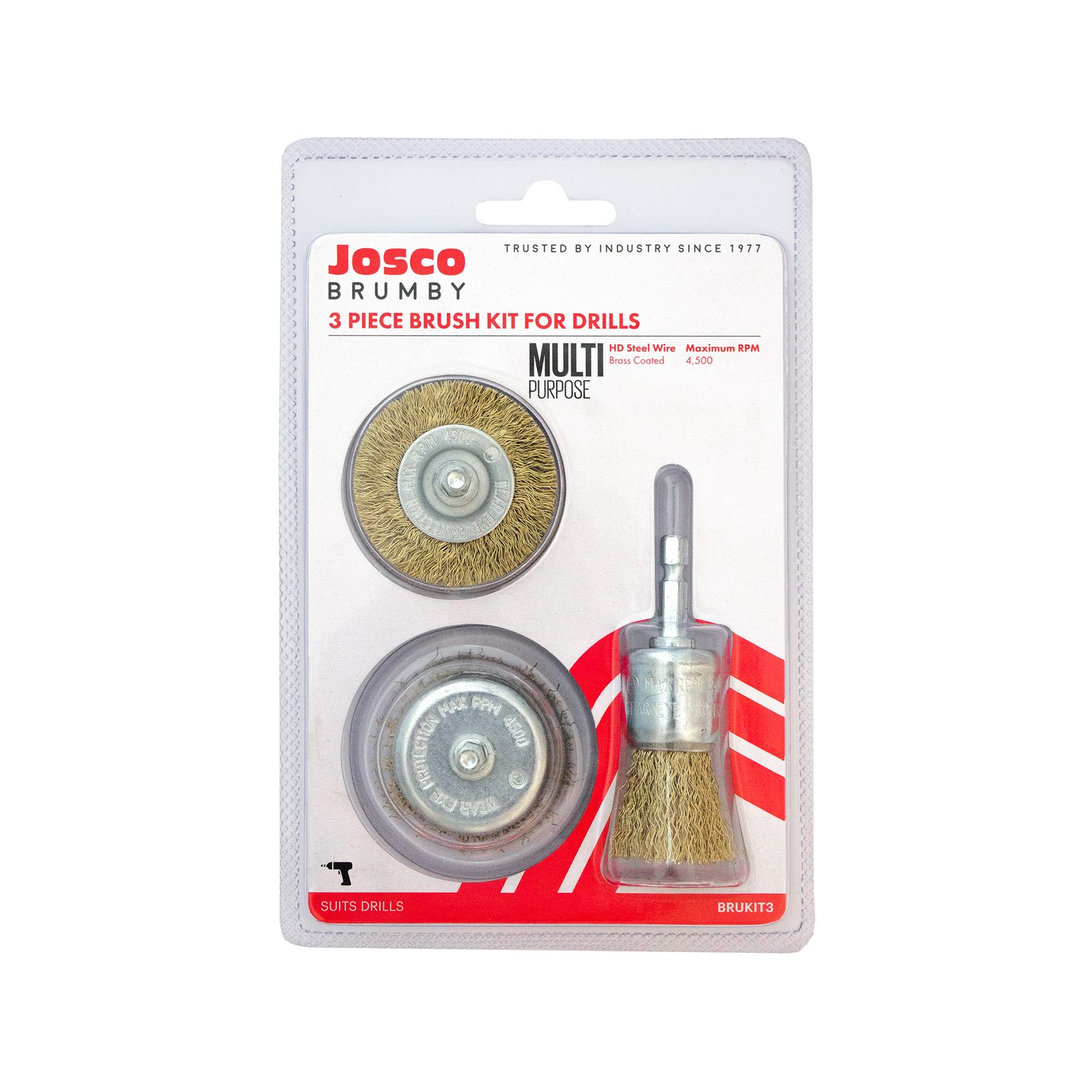 Josco 3 Piece Drill Brush Kit - Image 3