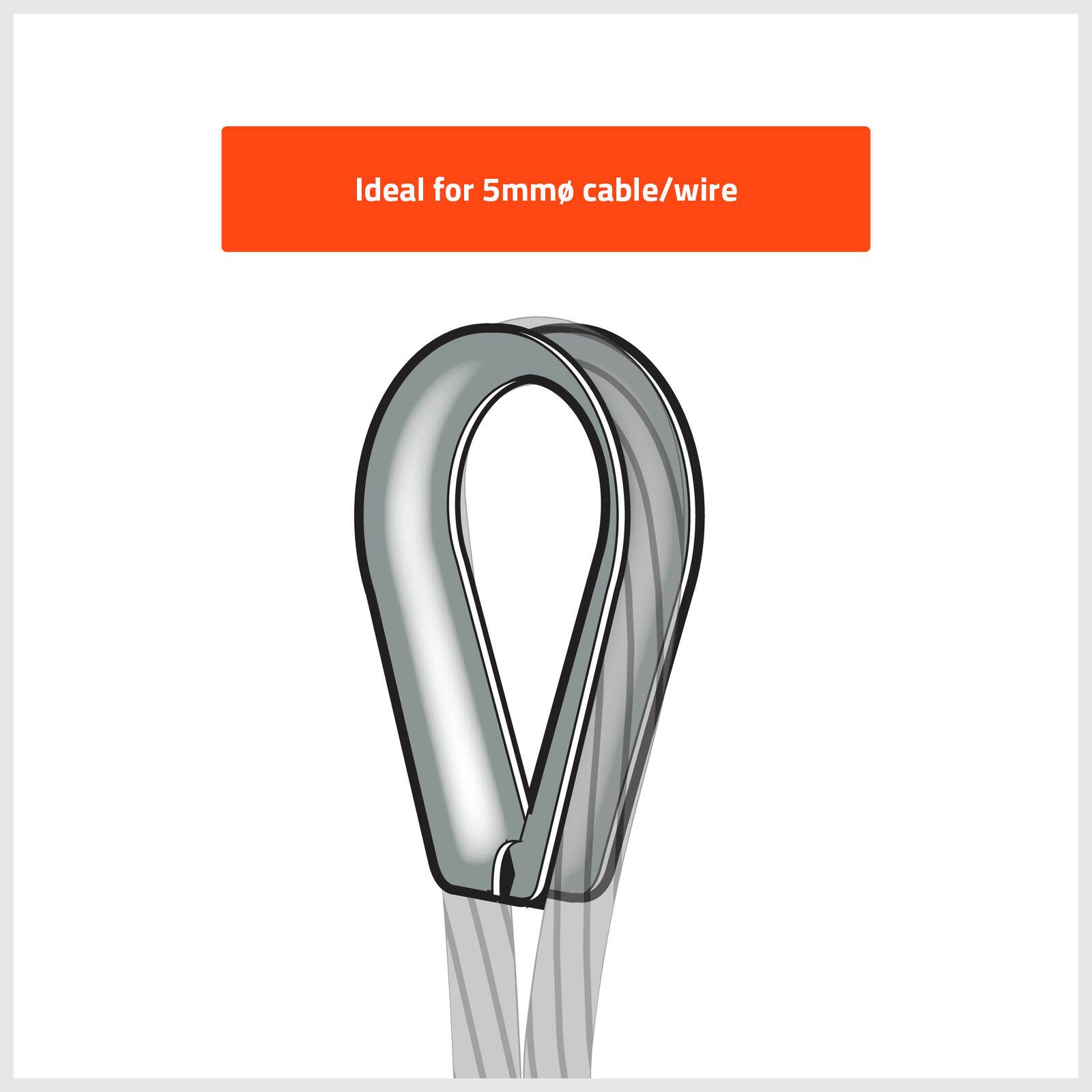 Taskmaster 5mm Stainless Steel Rope Thimble - 2 Pack - Image 2