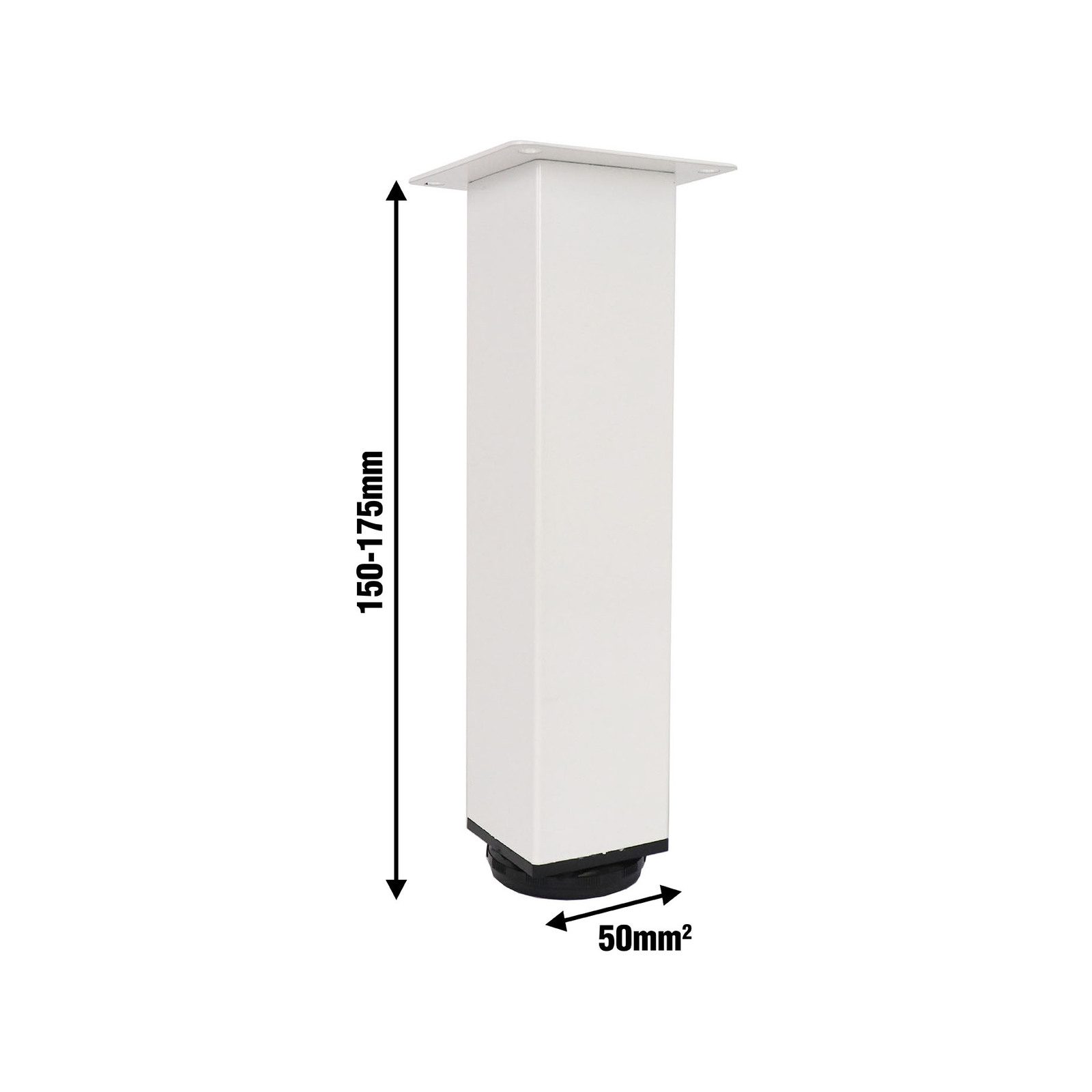 Adoored 50 x 230mm White Square Metal Furniture Leg - Image 2