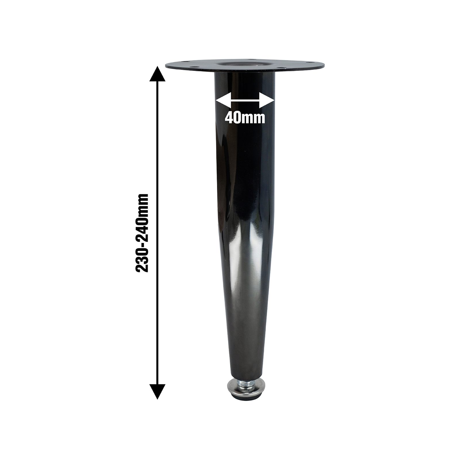 Adoored 230mm Black Nickel Tapered Metal Leg Furniture - Image 2