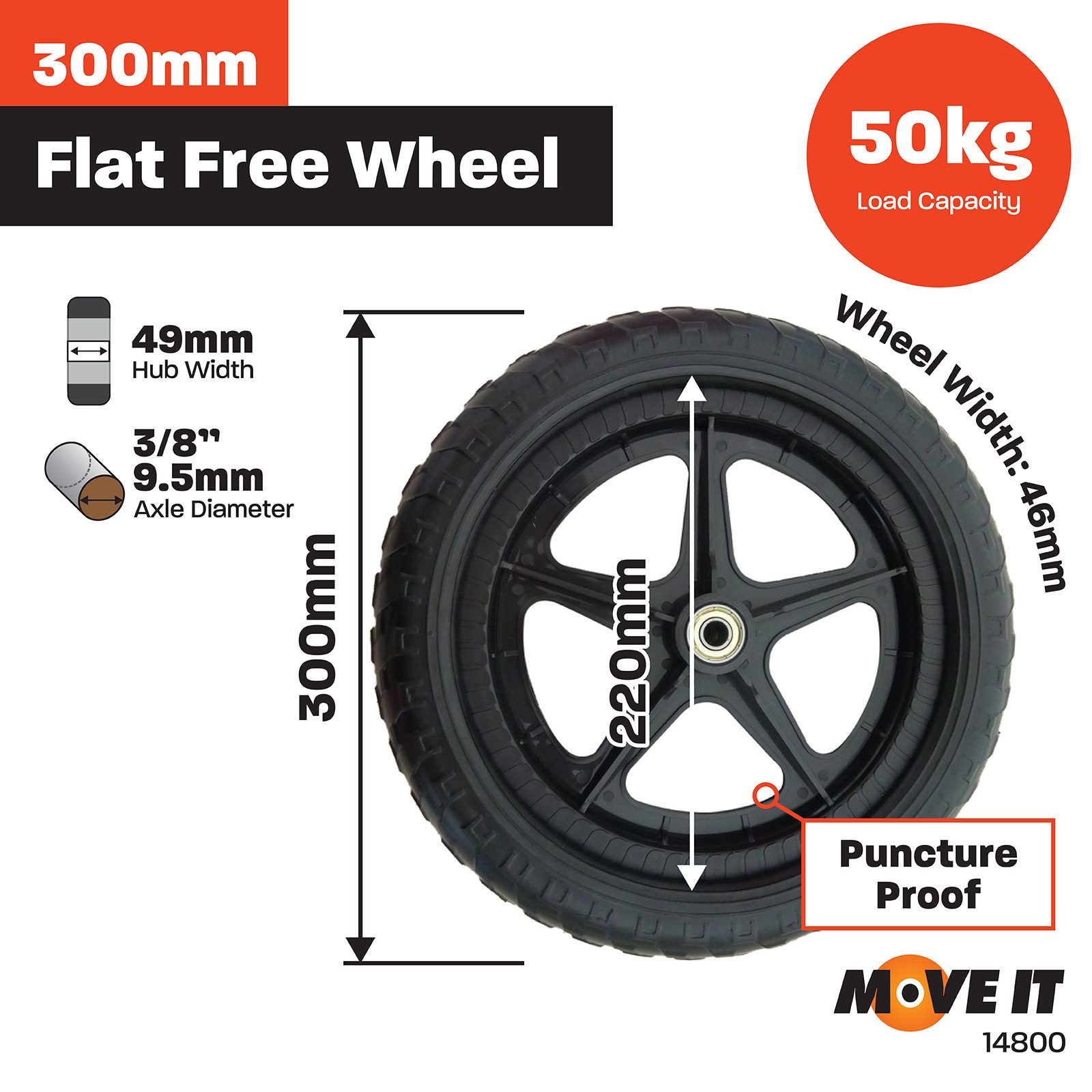 Move It 300mm Nylon Spoked Wheel - Image 2