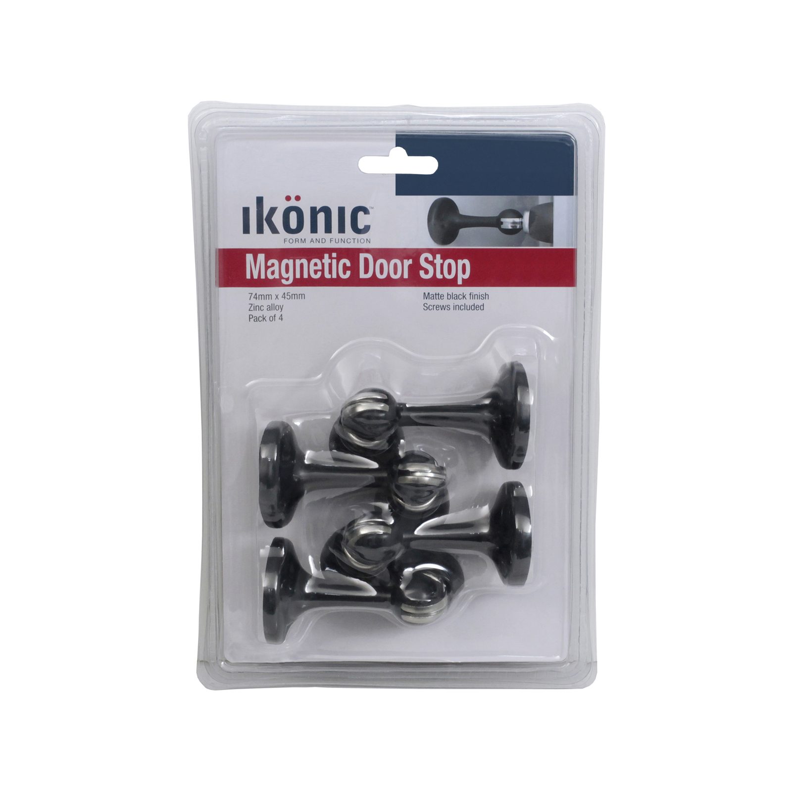 Ikonic 4 Piece Matte Black Magnetic Door Stop Set - Image 2