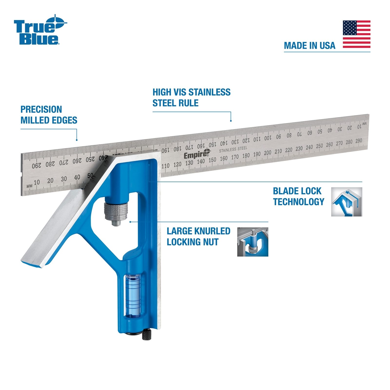 Empire 150mm True Blue Combination Square - Image 3