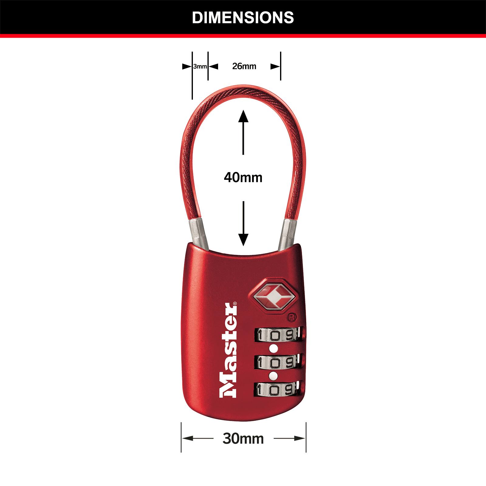 Master Lock Wire Cable Combination TSA Luggage Lock - Image 4