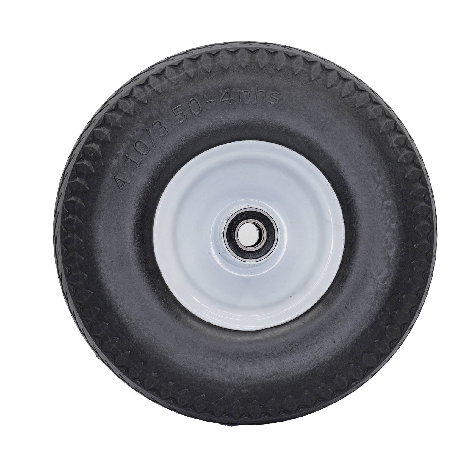 Easyroll 3.5 x 4" Flat Free Puncture Proof Trolley Wheel with 5/8" Axle Diameter - Image 3