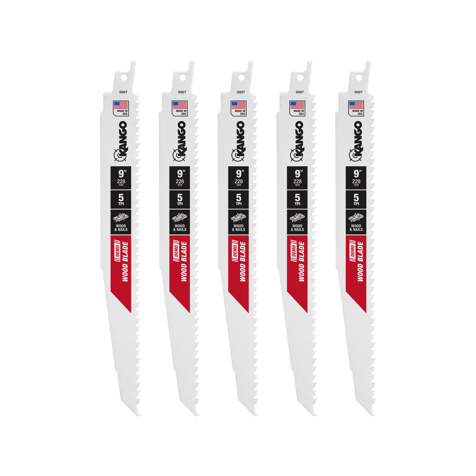 Kango 9” 5 TPI Wood Demo Reciprocating Saw Blade - 5 Pack - Image 2