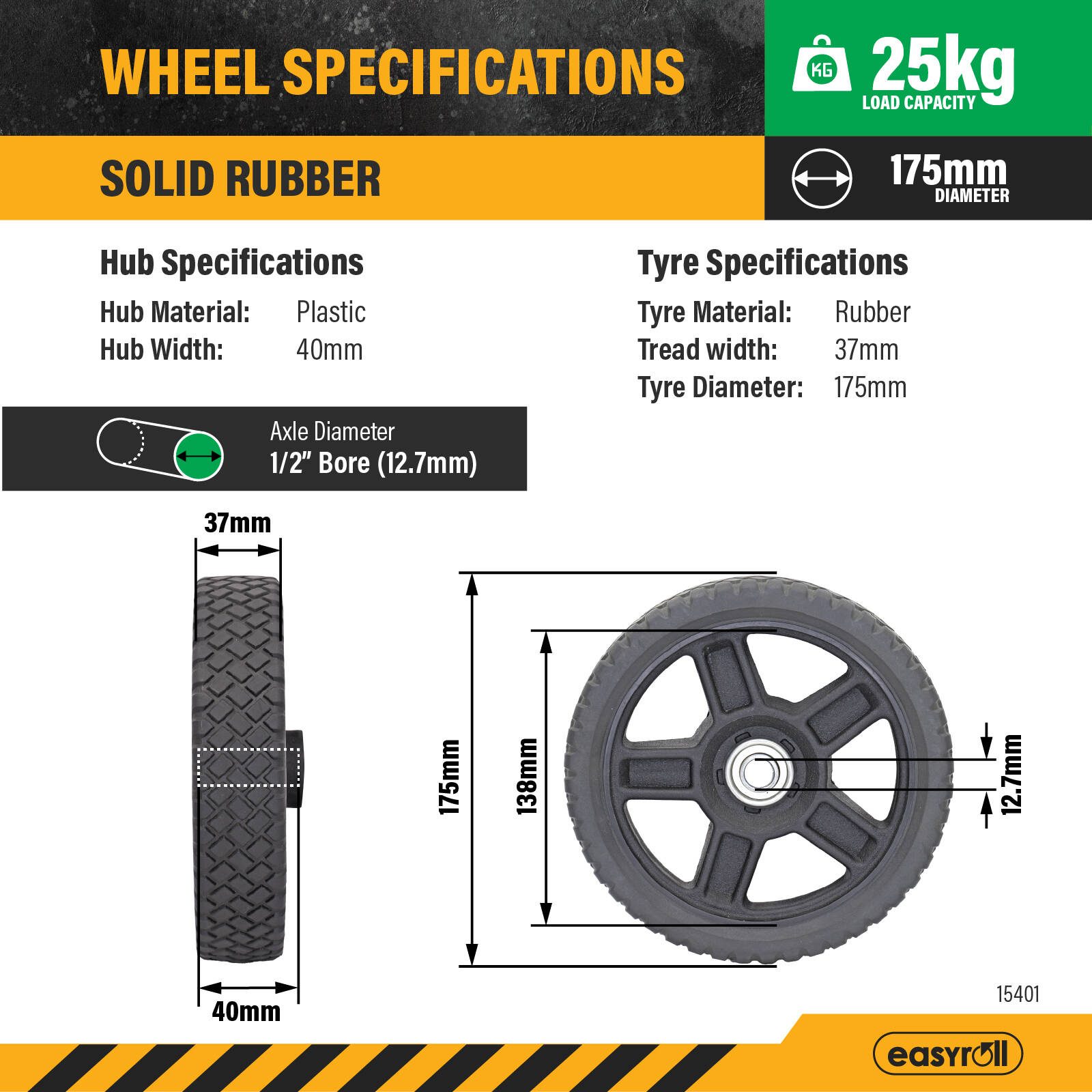 Easyroll 175mm 25kg Spoked Wheel - Image 4