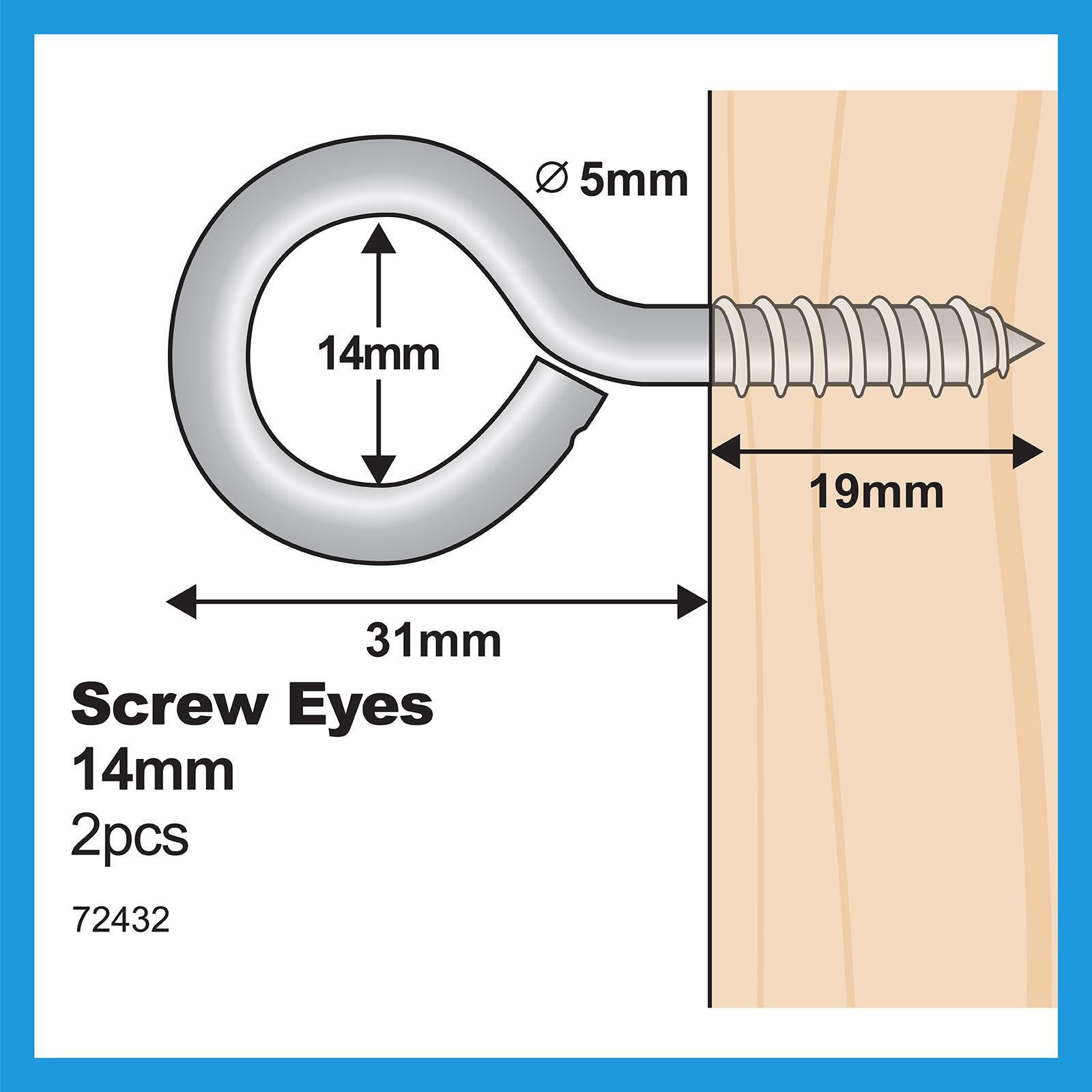 Everhang 14mm Zinc Plated Screw Eye Hook 2PK 72432 - Image 4