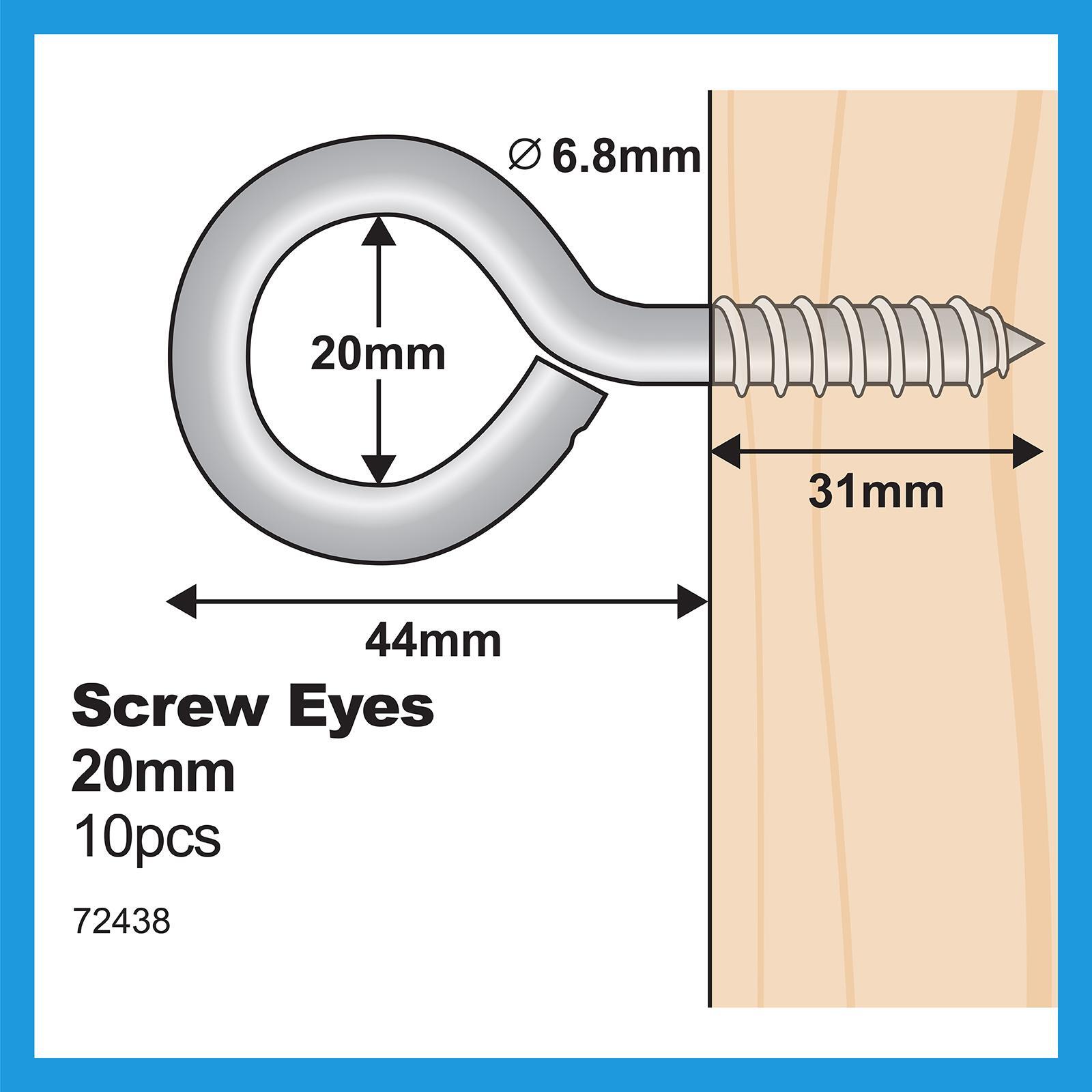 Everhang 20mm Zinc Plated Screw Eye Hook - 10 Pack - Image 4