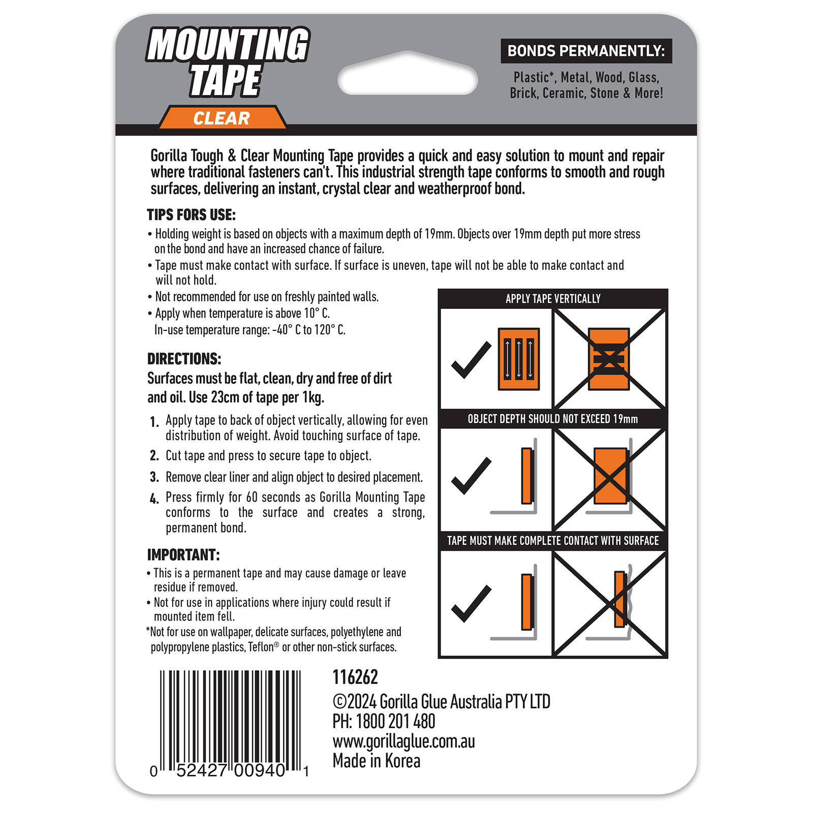 Gorilla 3.8m Clear Double Sided Mounting Tape - Image 6