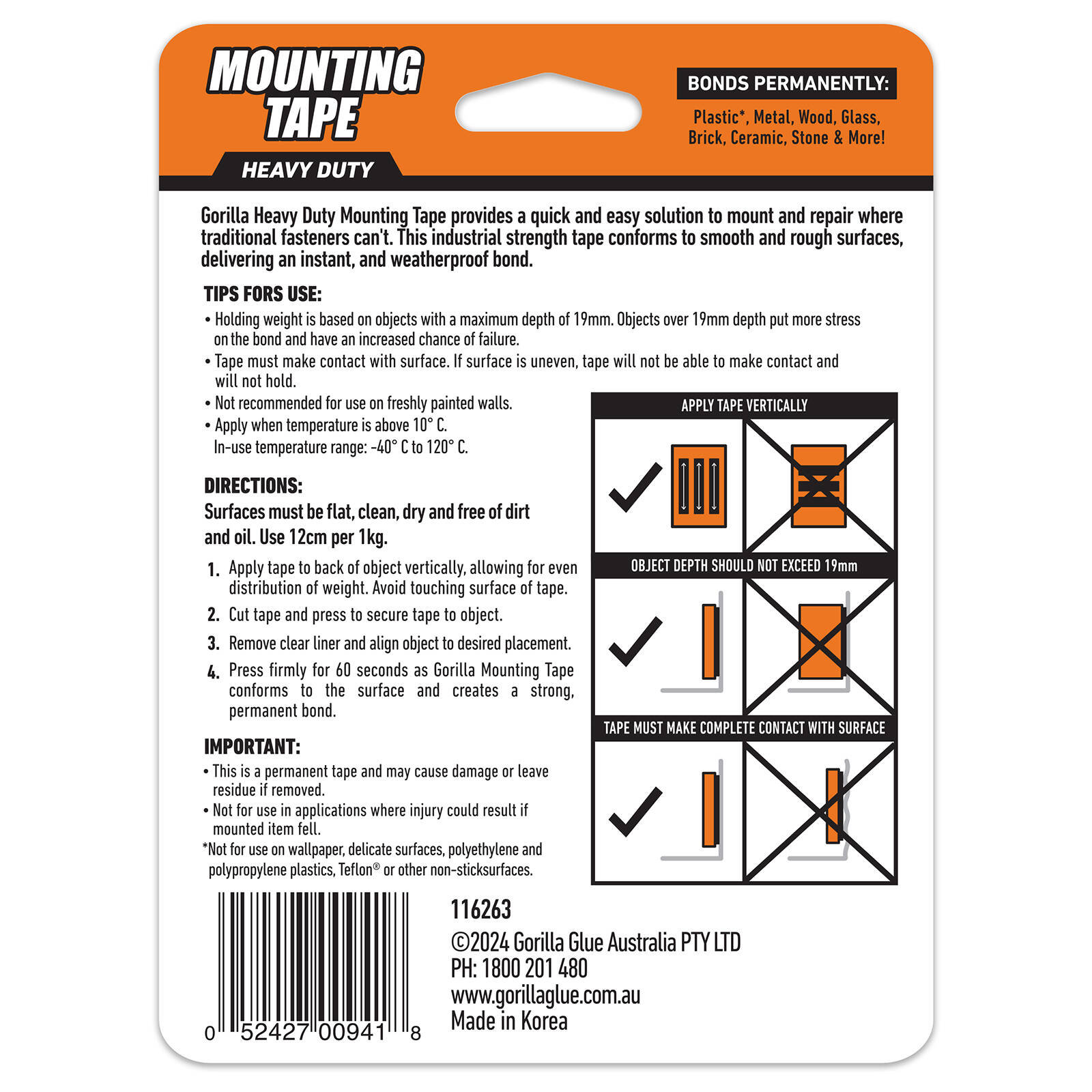 Gorilla 3.04m Black Double Sided Mounting Tape - Image 6