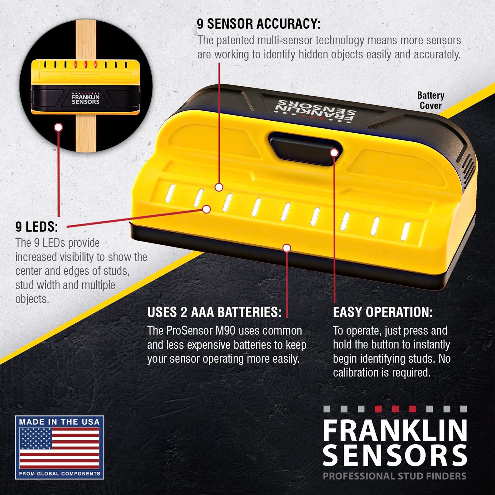 Franklin Sensors ProSensor M90 Professional Stud Finder PSD-M90 - Image 6