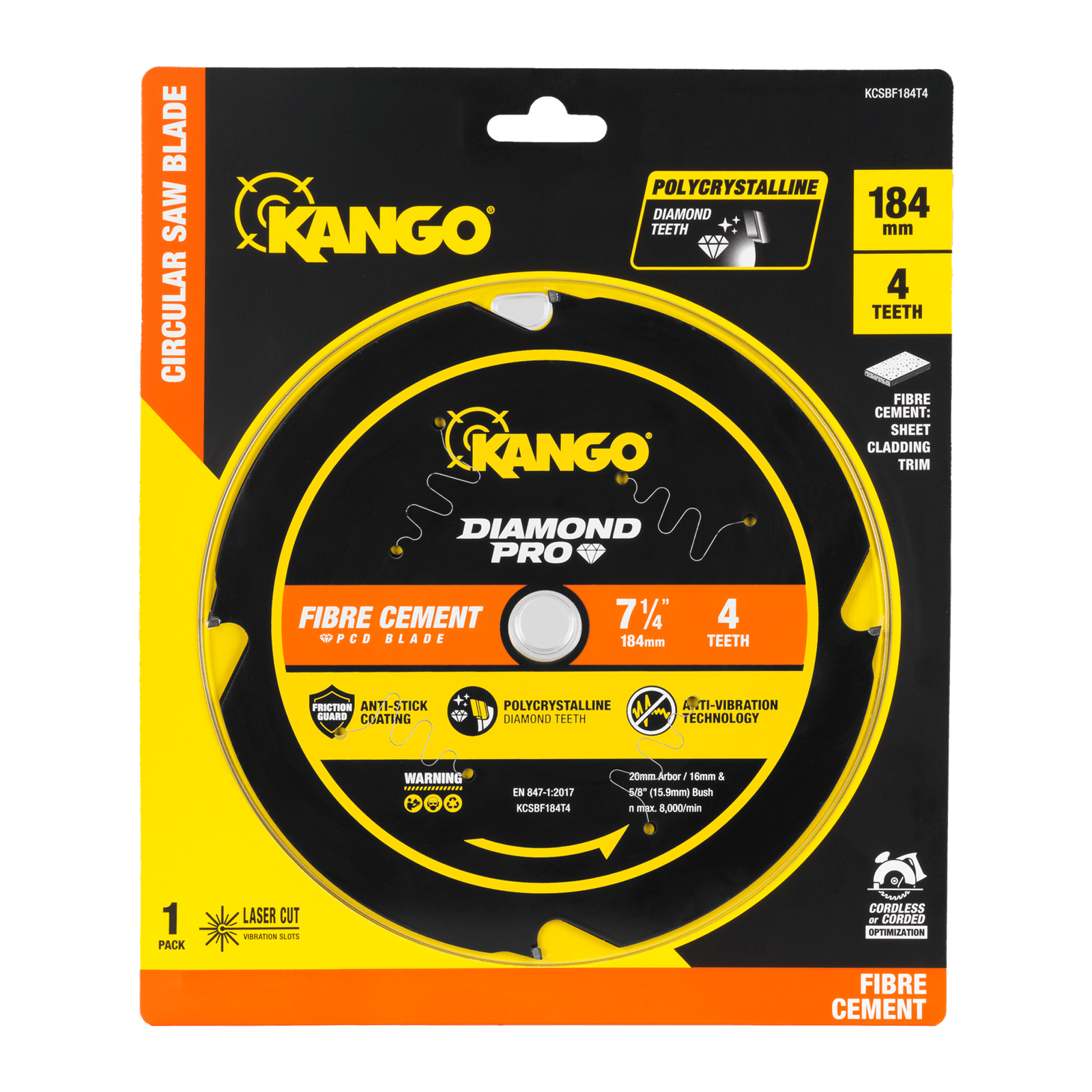 Kango 184mm 4T Diamond Pro Fibre Cement Circular Saw Blade - Image 3