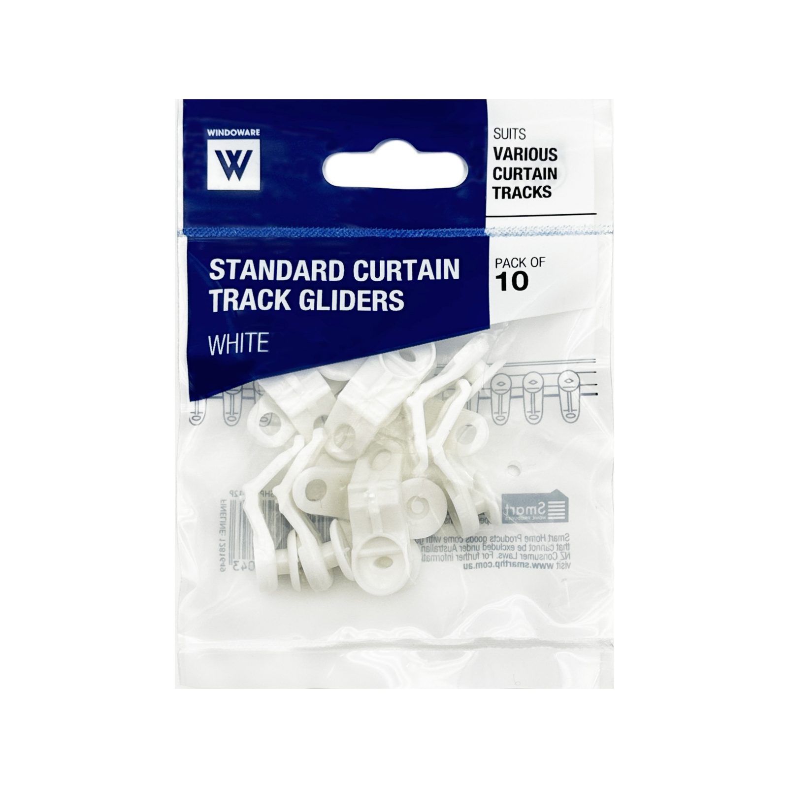 Windoware White Standard Curtain Track Glider - 10 Pack - Image 3