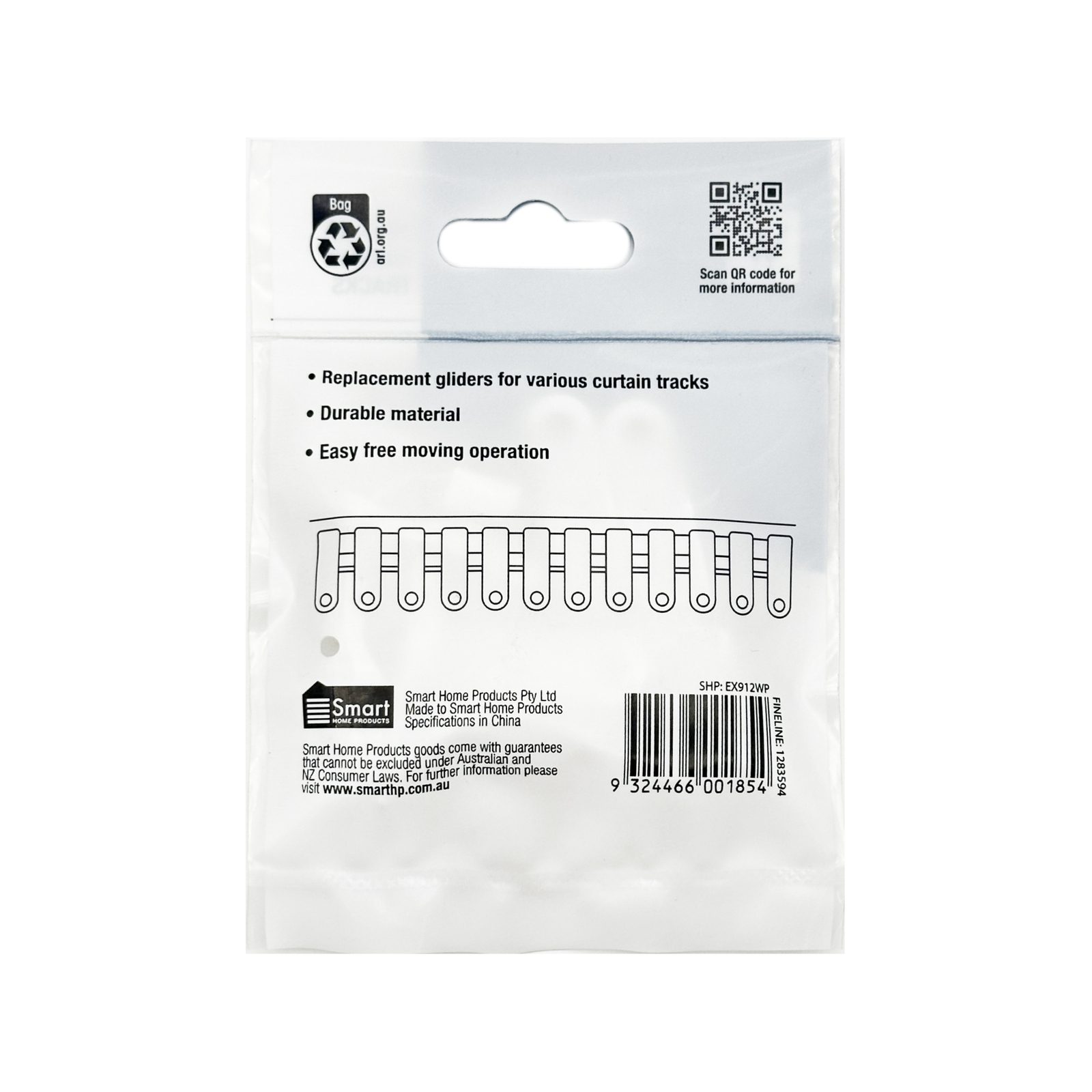 Windoware White Heavy Duty Curtain Track Glider - 10 Pack - Image 4
