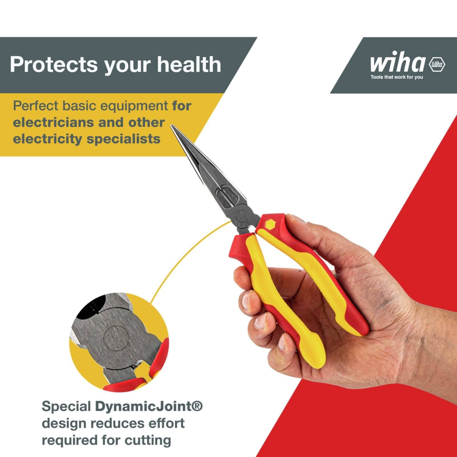 Wiha Pliers 200mm Long Nose VDE 1000V Electric Insulated Straight Cut - Image 5