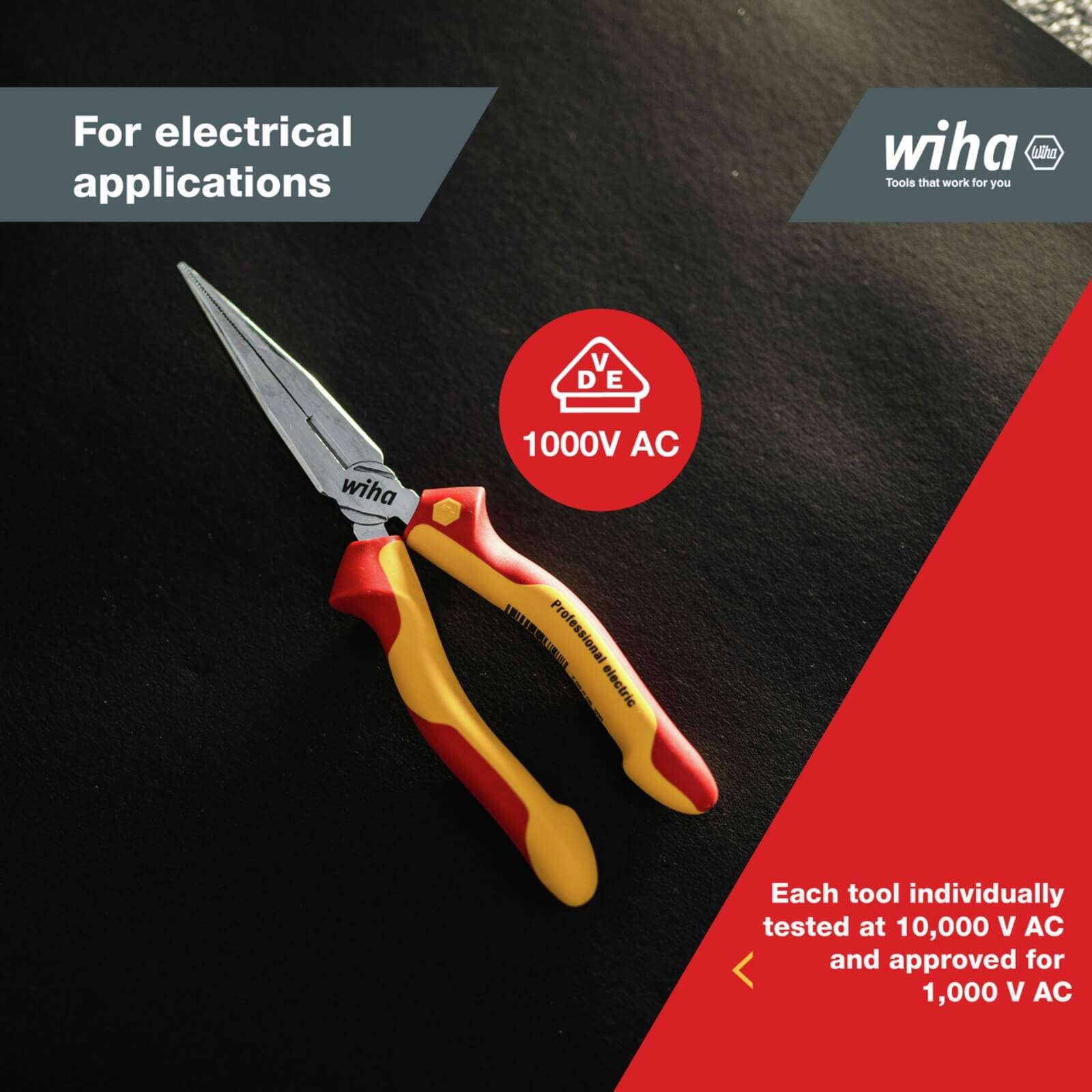 Wiha Pliers 200mm Long Nose VDE 1000V Electric Insulated Straight Cut - Image 6