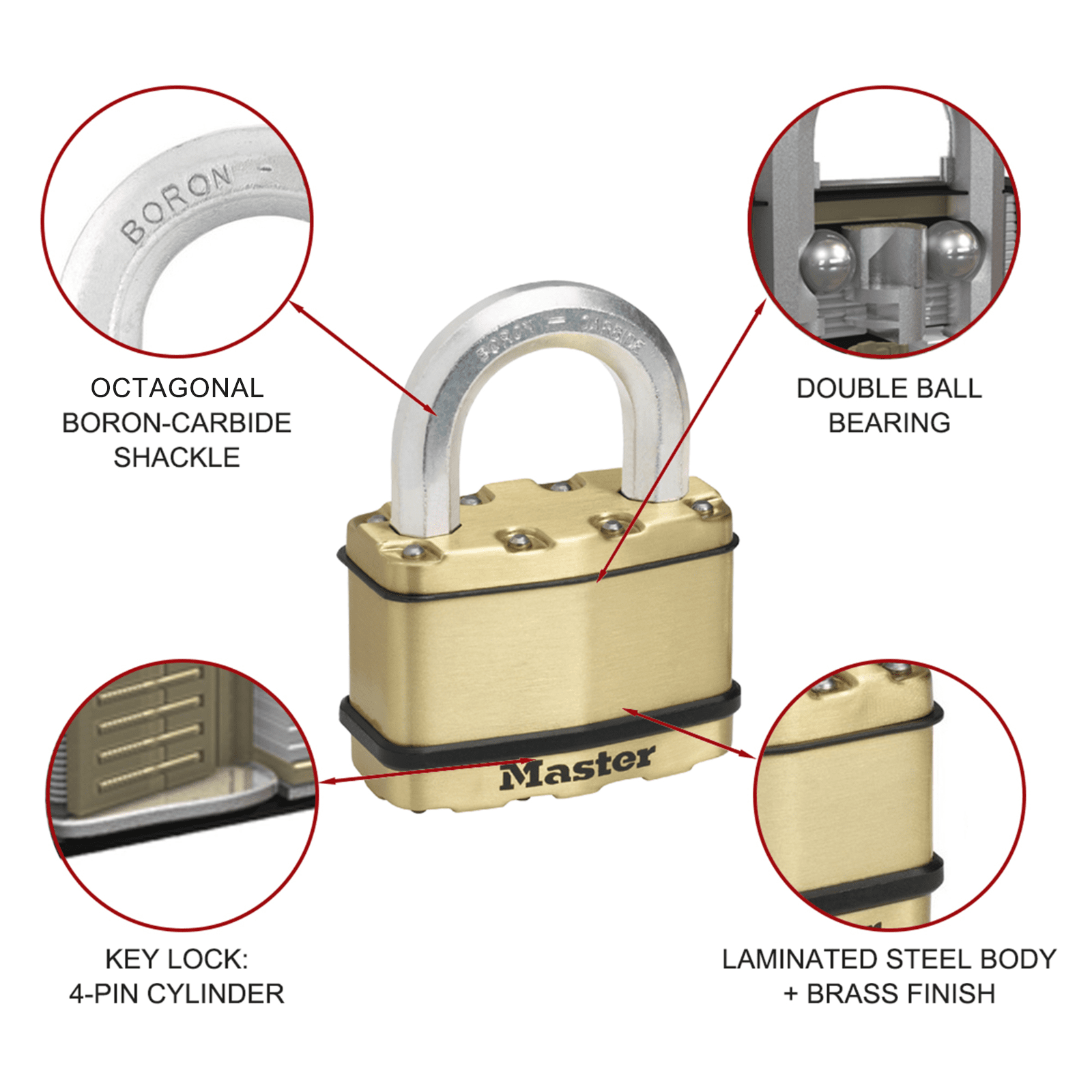 Master Lock 64mm Excell Shackle Master Padlock Lock - Image 2