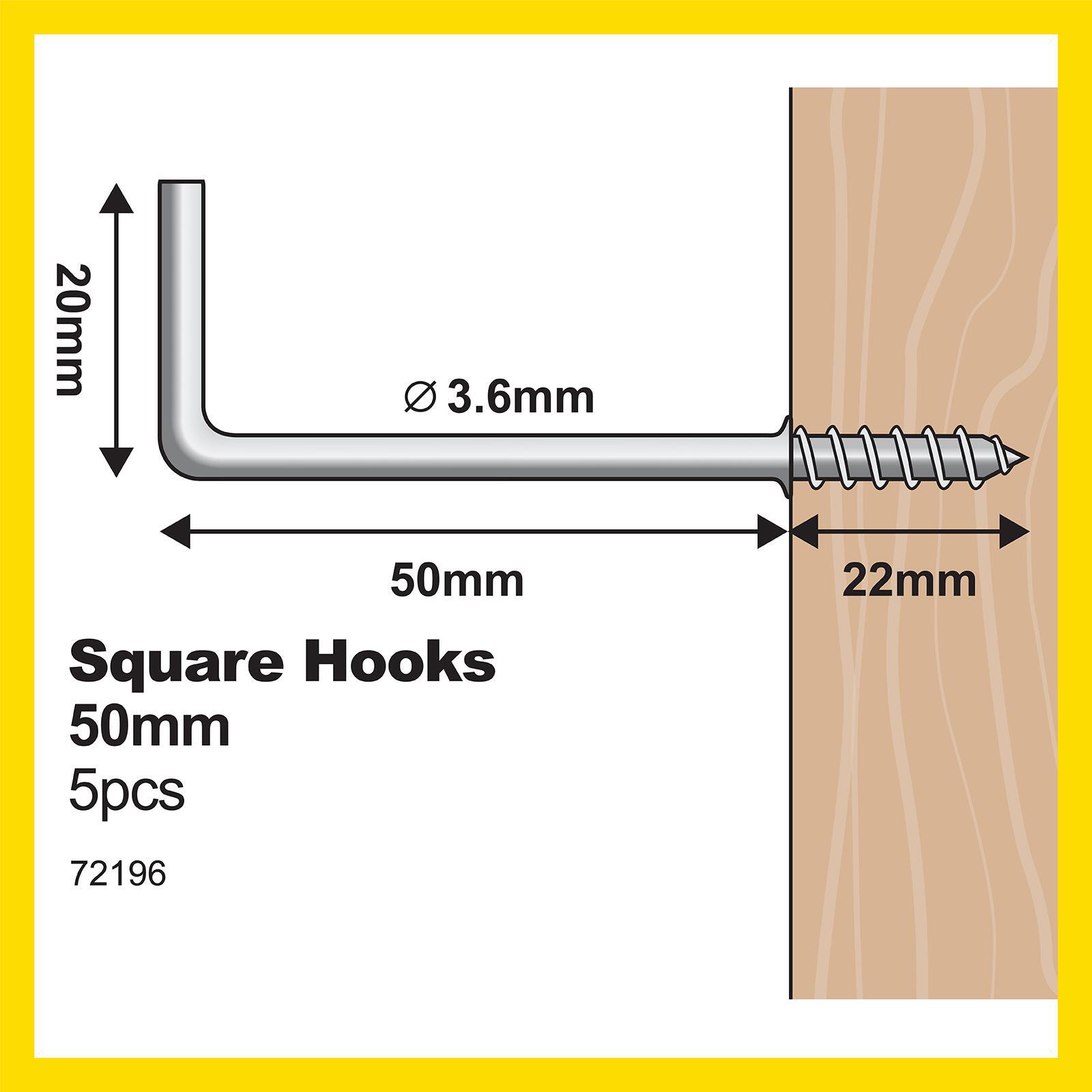 Everhang 50mm Zinc Square Hooks - 5 Pack - Image 4