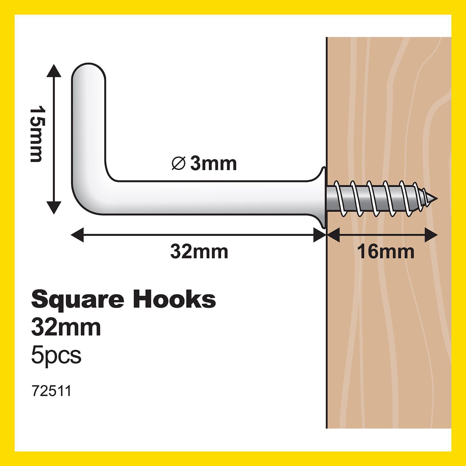Everhang 32mm White PVC Square Hook - 5 Pack - Image 4