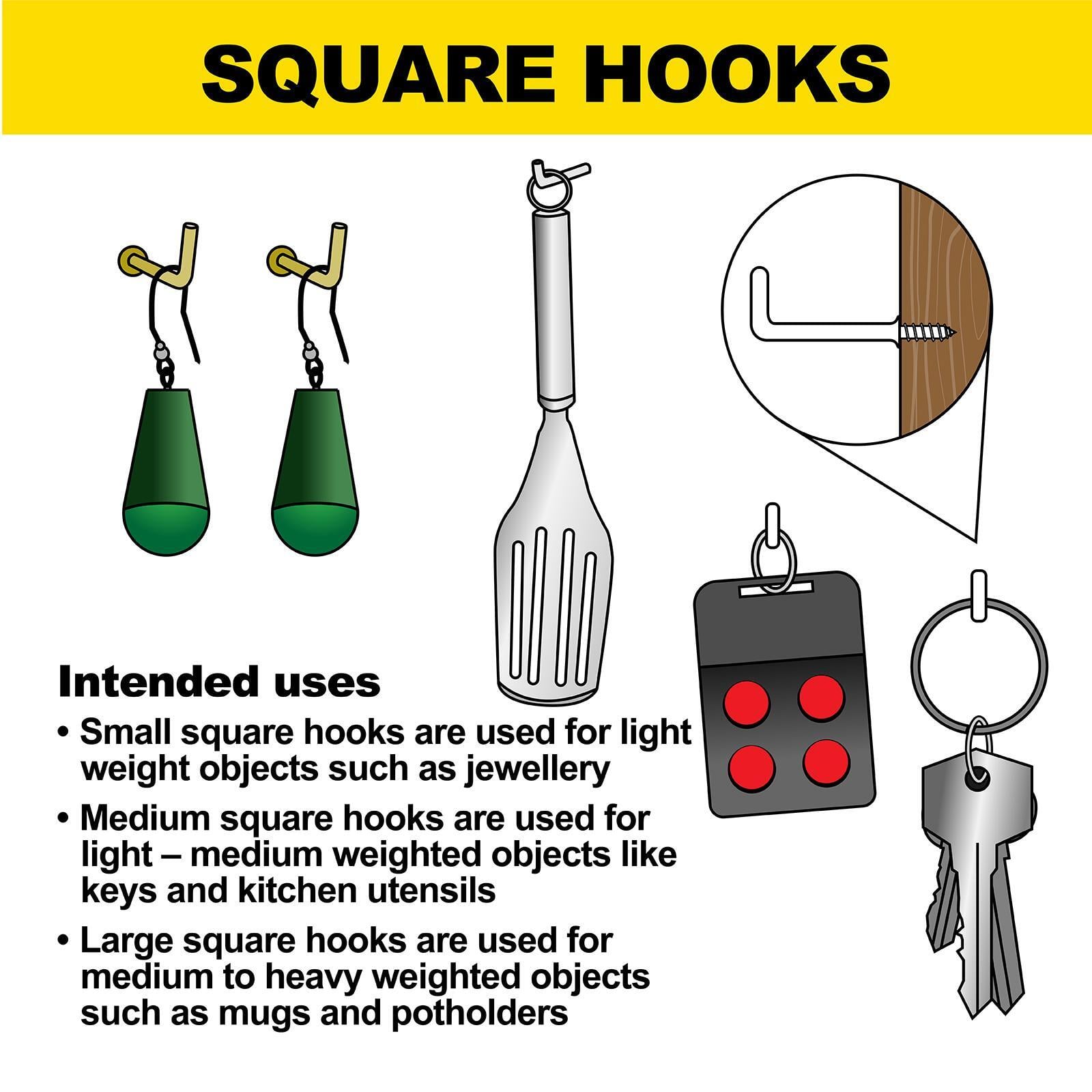 Everhang 25mm White PVC Coated Square Hook - 5 Pack - Image 2