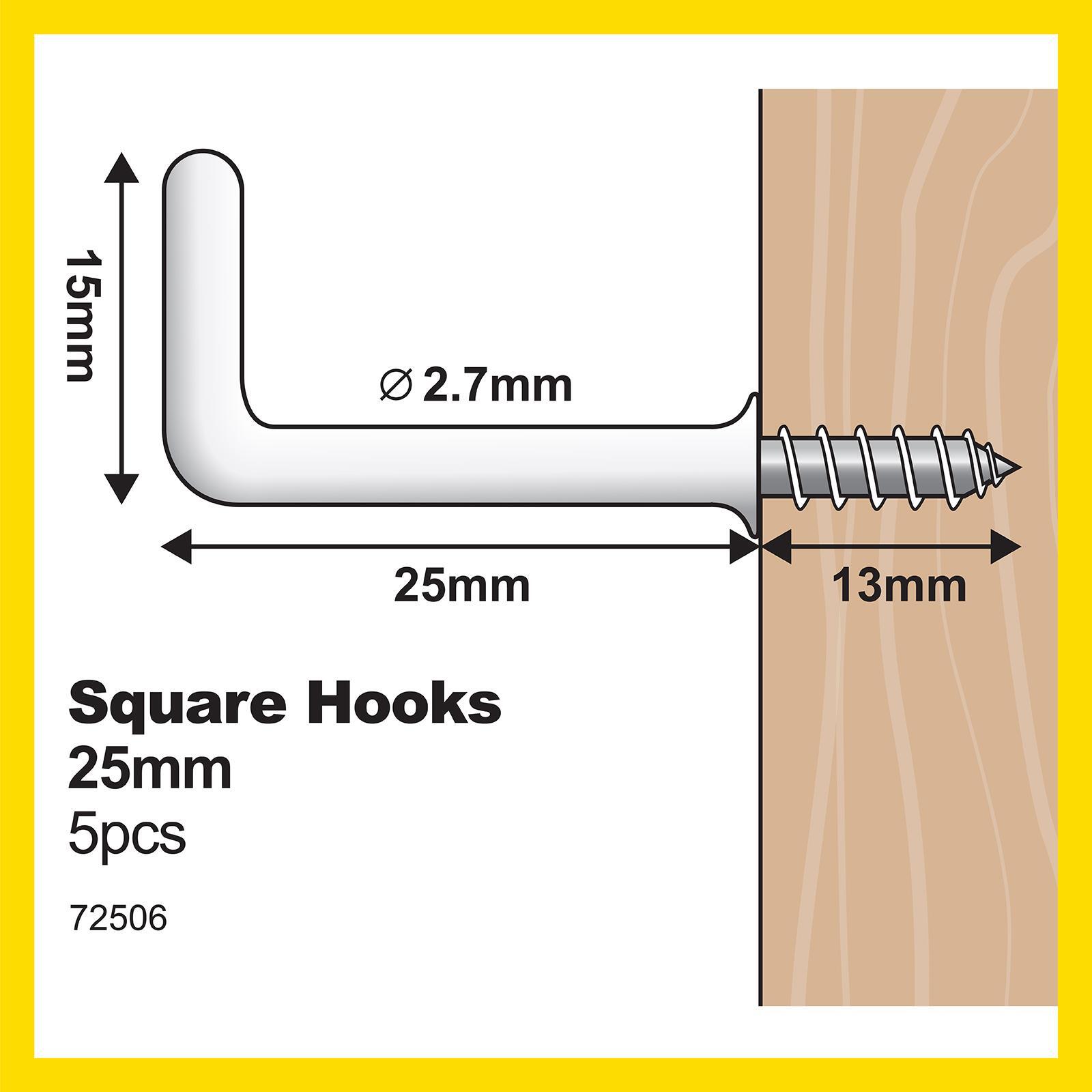 Everhang 25mm White PVC Coated Square Hook - 5 Pack - Image 4