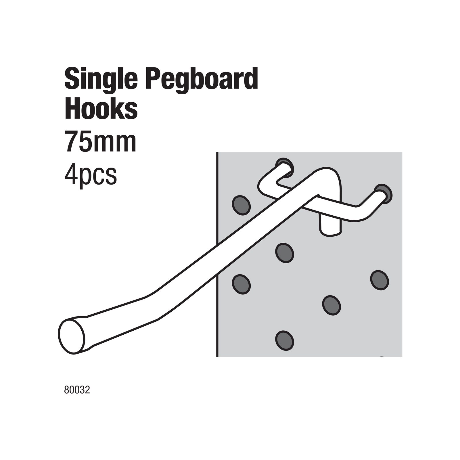 Everhang 5 x 75mm Pegboard Single Hooks - 4 Pack - Image 2