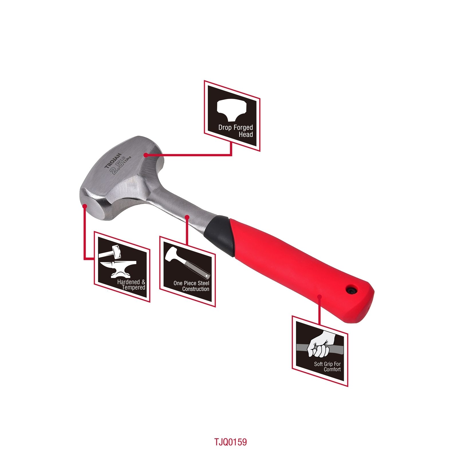 Trojan 1.1kg Steel Club Hammer - Image 5