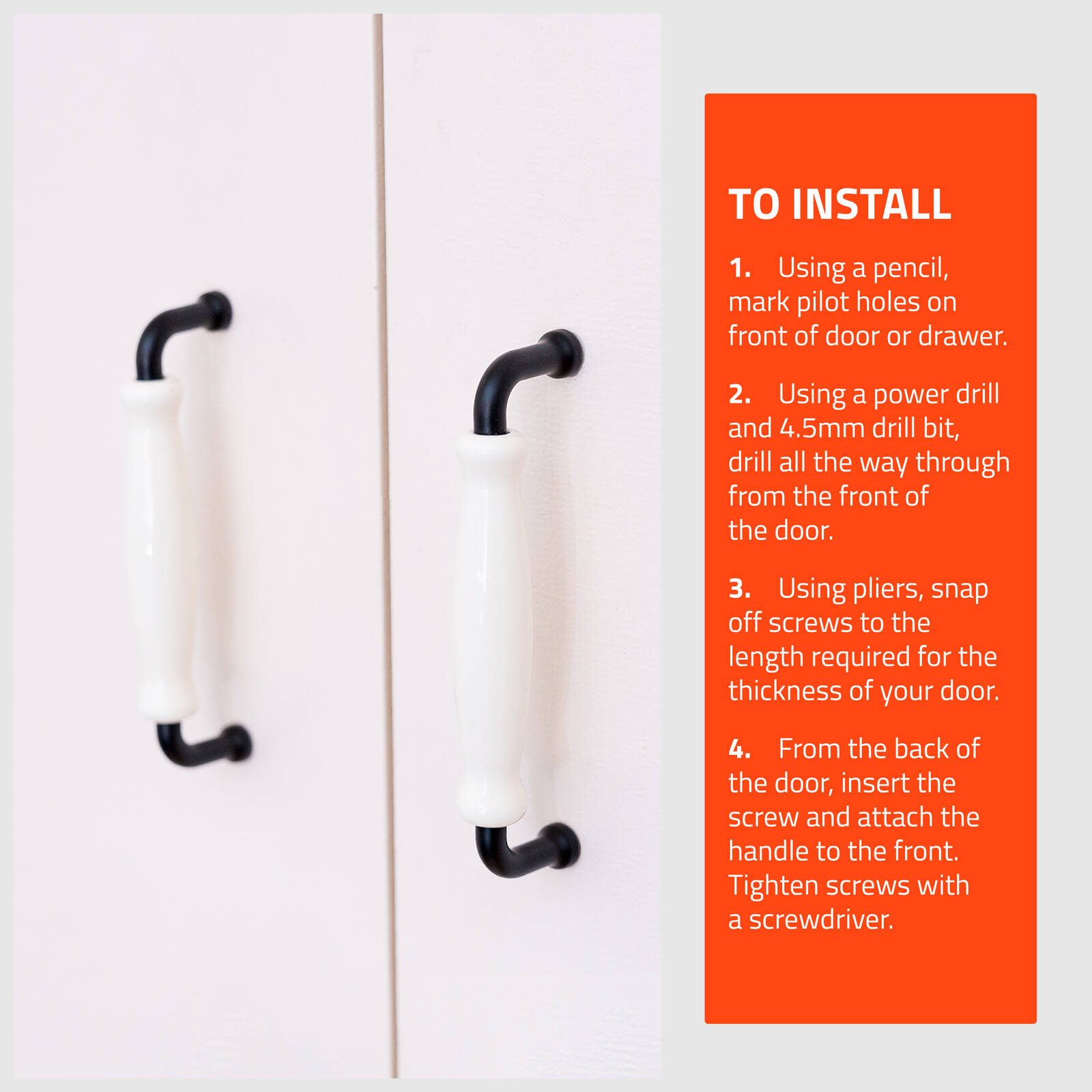 Taskmaster Ceramic Cabinet Handle - 4 Pack - Image 4