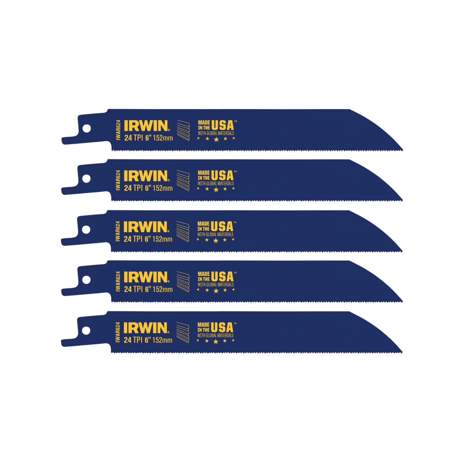 Irwin 6" 24TPI Bi-Metal Thin Metal Cutting Reciprocating Saw Blade - 5 Pack - Image 3