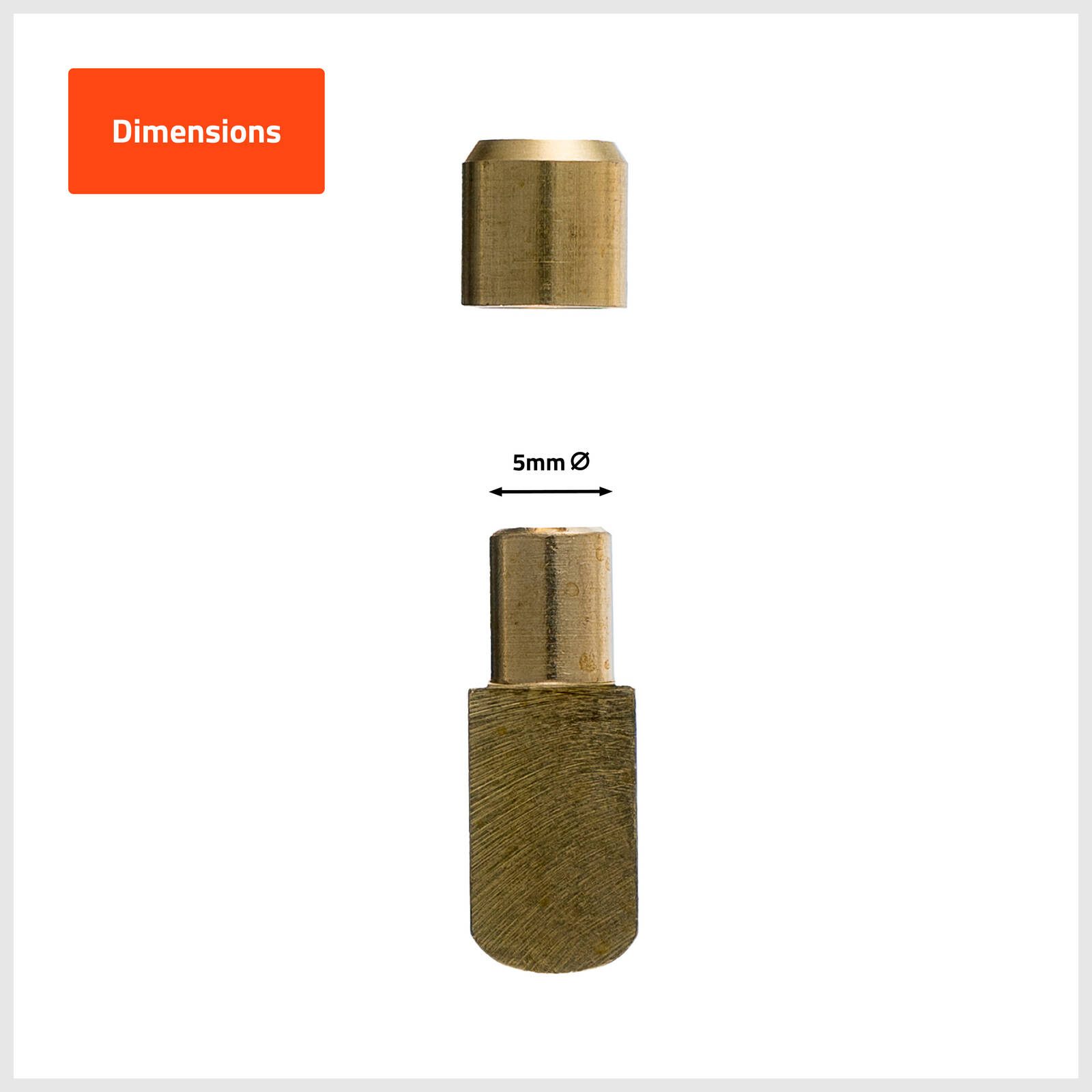 Taskmaster 8mm Brass Metal Pin Shelf Support and Socket - 12 Pack - Image 2