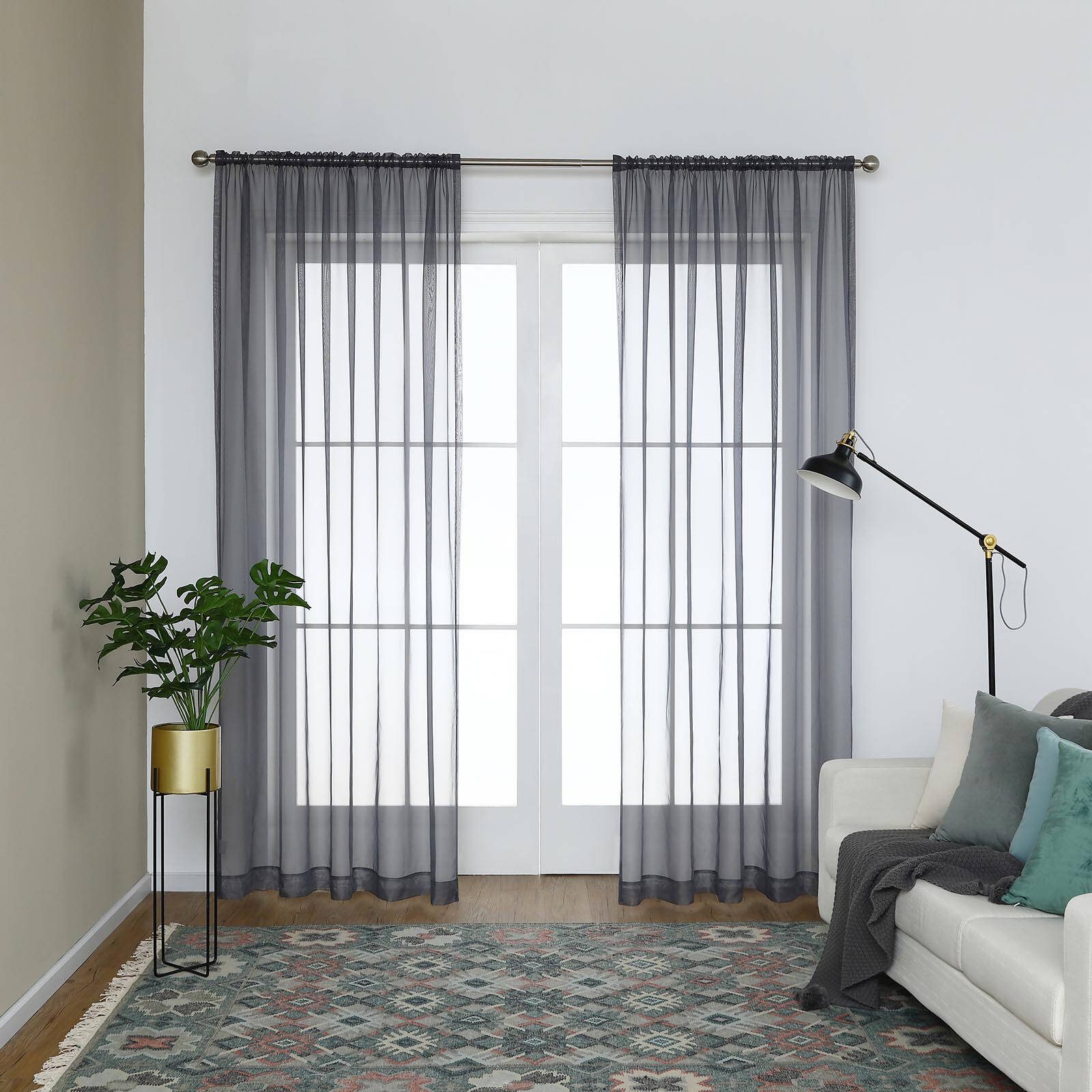 Windoware 120 x 213cm Black Coco Rod Pocket Curtain - 1 Pack - Image 4