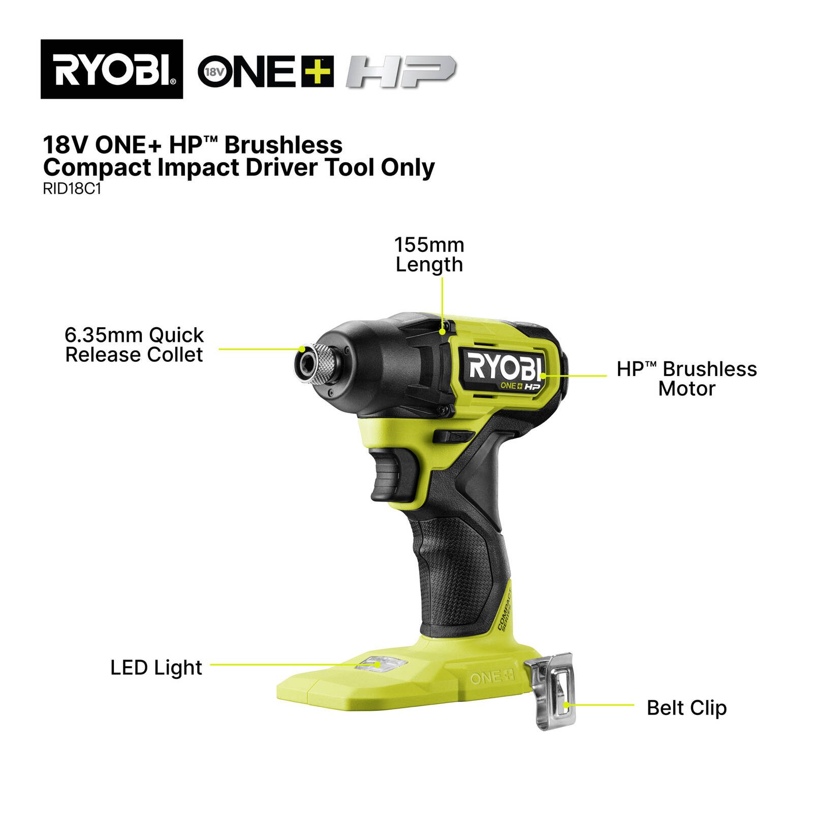 Ryobi 18V ONE+ HP™ Brushless Compact Impact Driver HP 4Ah Kit R18CID24 - Image 2