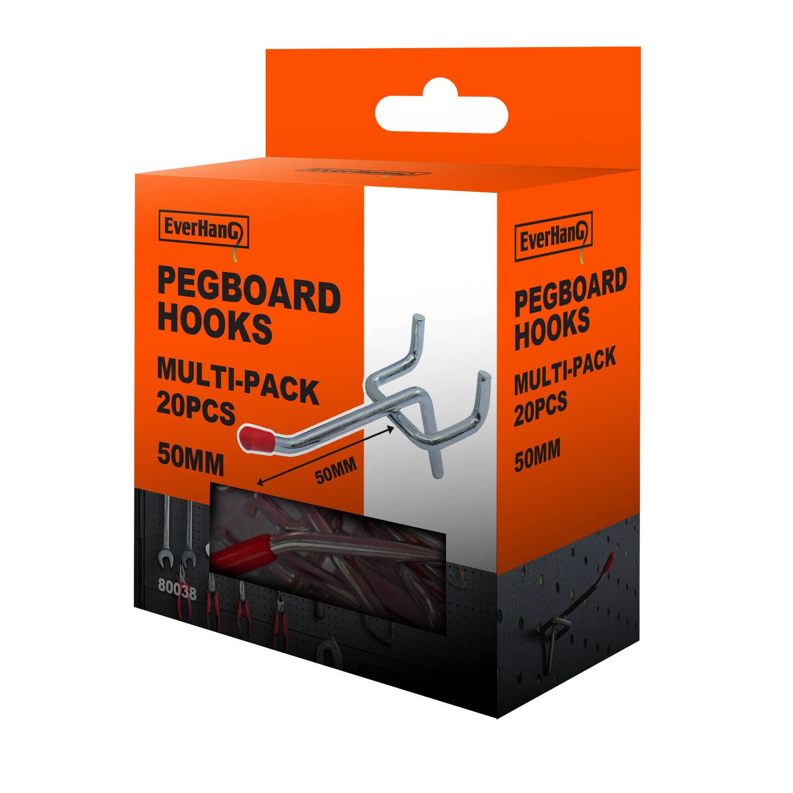 Everhang 50mm Pegboard Single Hook - 20 Pack - Image 3