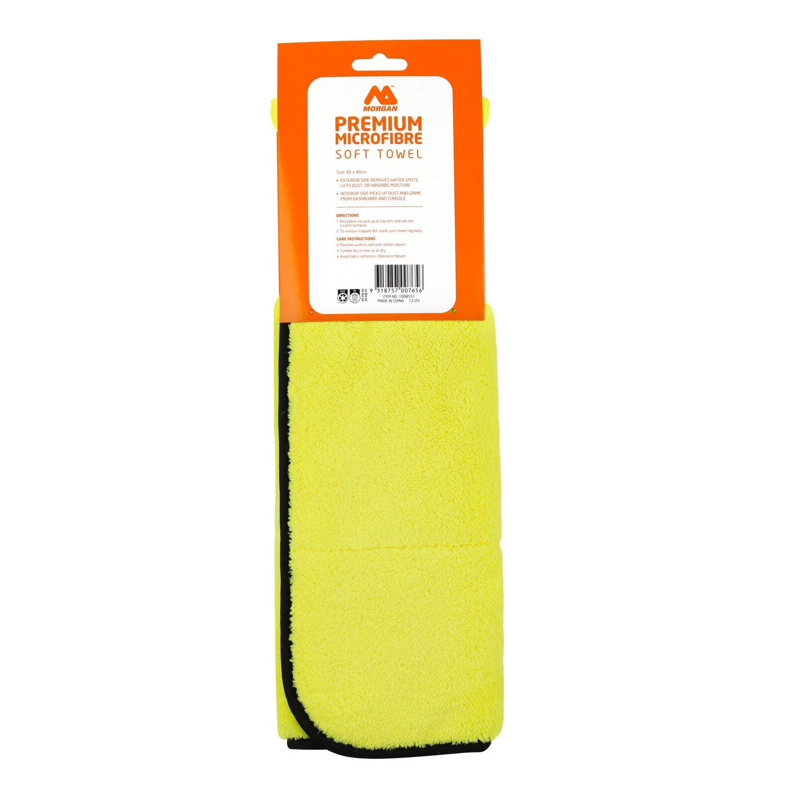 Morgan 40 x 40cm Yellow/Grey Premium Microfibre Soft Towel - Image 2